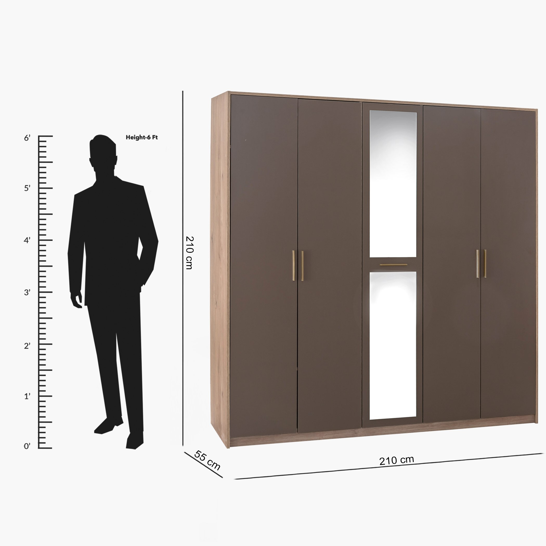 خزانة ملابس 5 أبواب مع مرآة - كوبا من موڤو-hbxfurniture-wardrobes-image-6