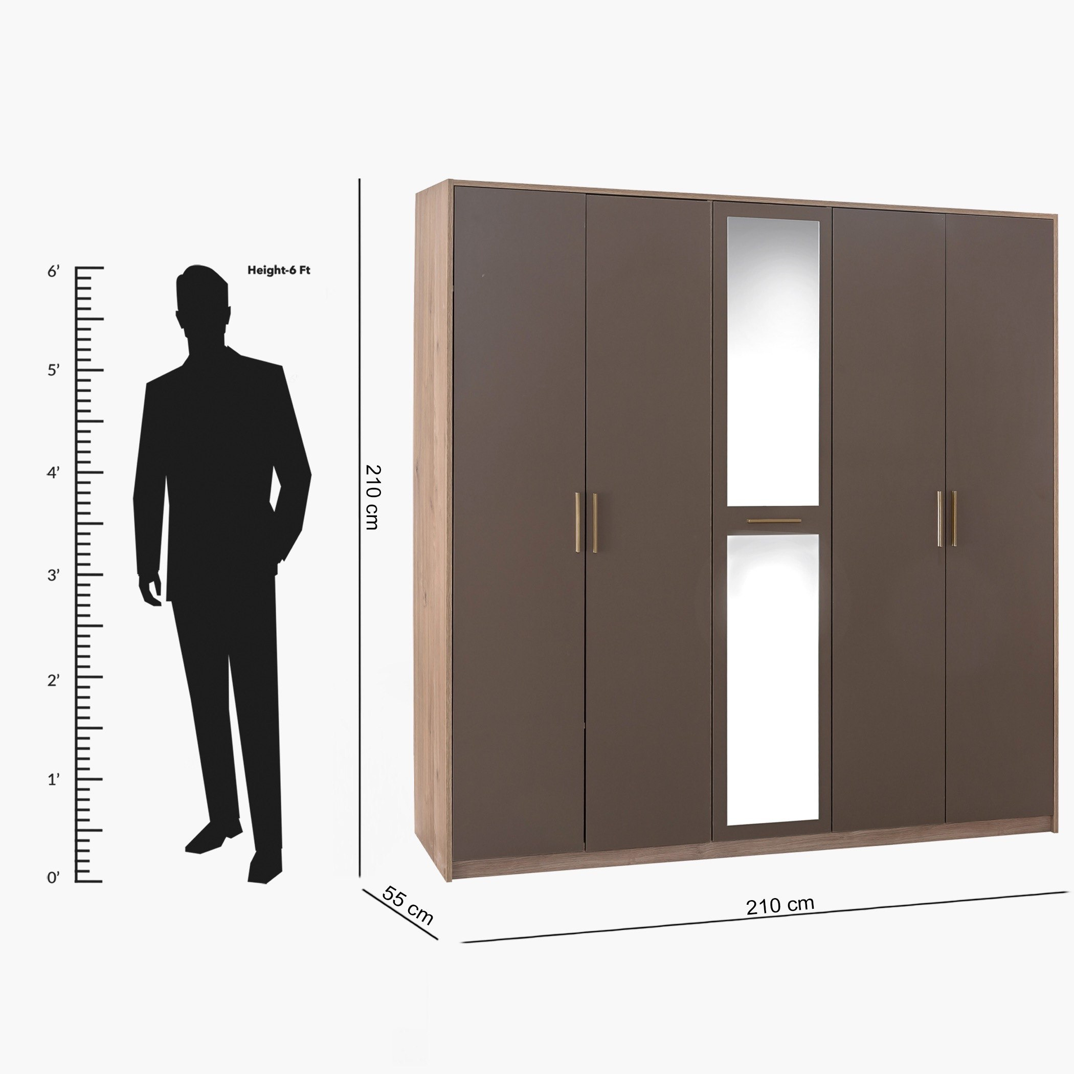 خزانة ملابس 5 أبواب مع مرآة - كوبا من موڤو-hbxfurniture-wardrobes-image-7
