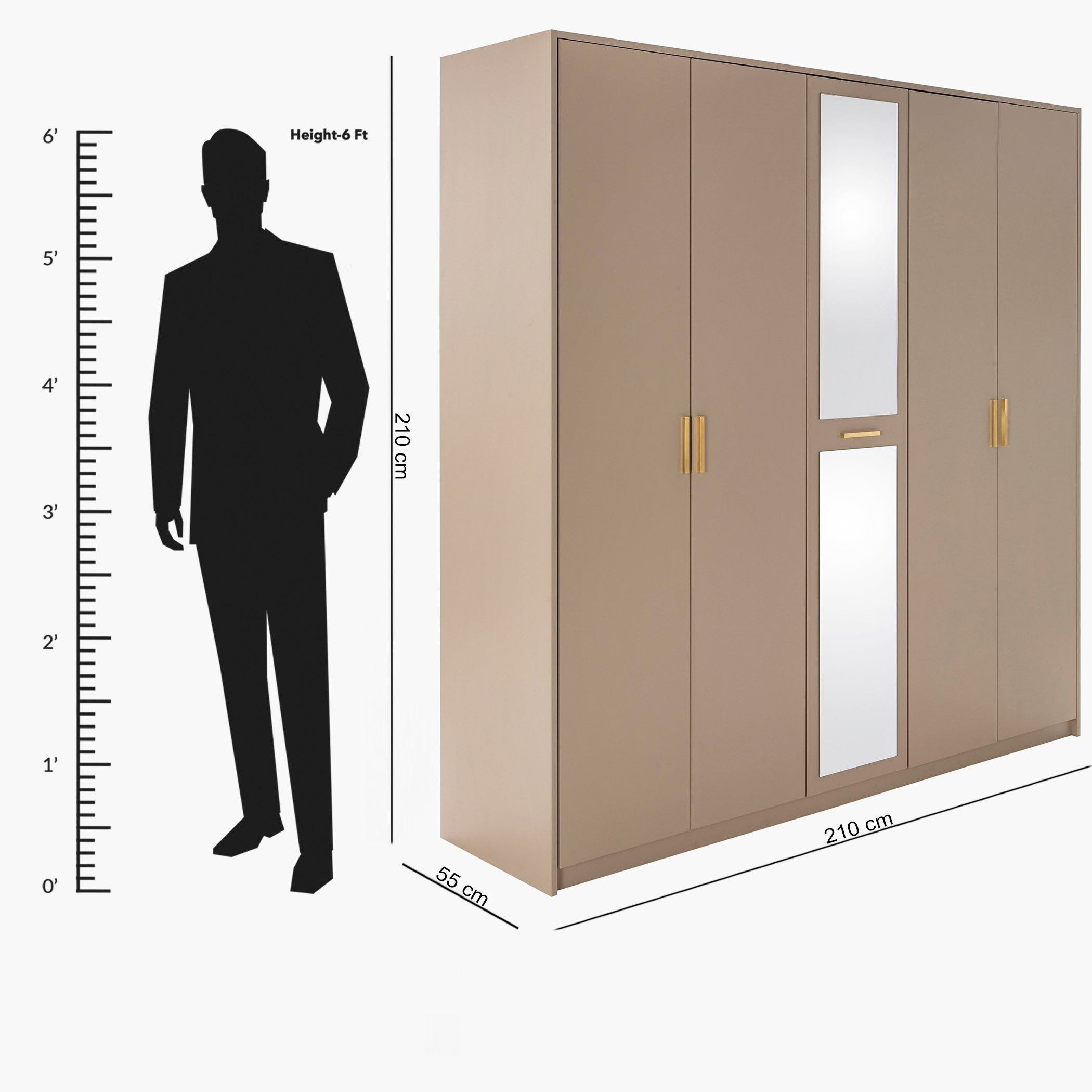 خزانة ملابس 5 أبواب بمرآة من دافني -hbxfurniture-wardrobes-image-6