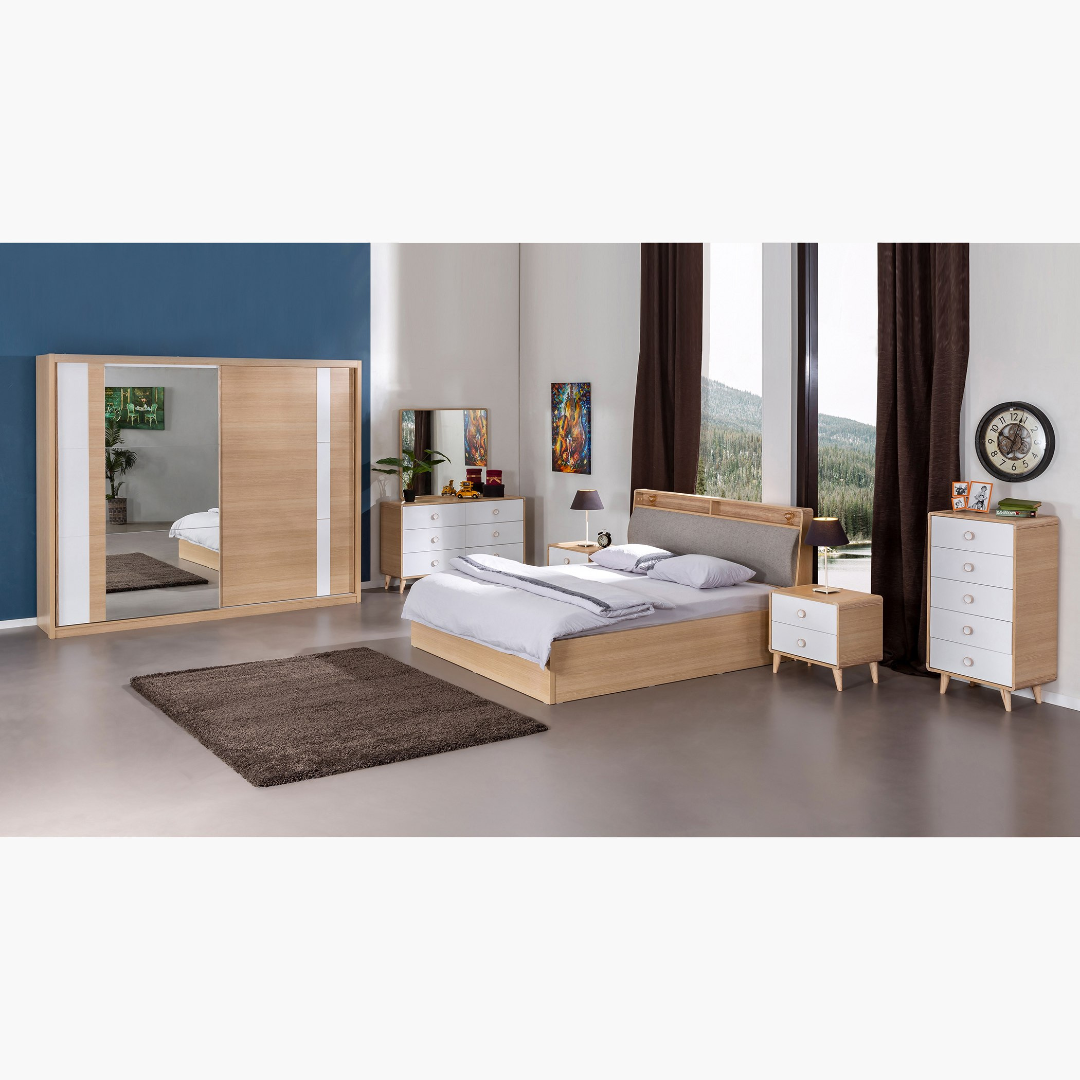 طقم غرفة نوم كينج 5 قطع من جينيفا- 180x200 سم-hbxbedroom-bedsandbedsets-bedroomsets-king-image-15