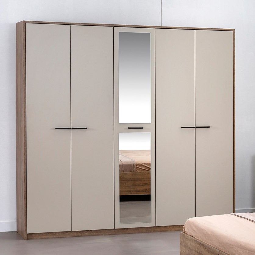 خزانة ملابس 5 أبواب مع مرآة - سانتانا من موڤو-hbxfurniture-wardrobes-image-1