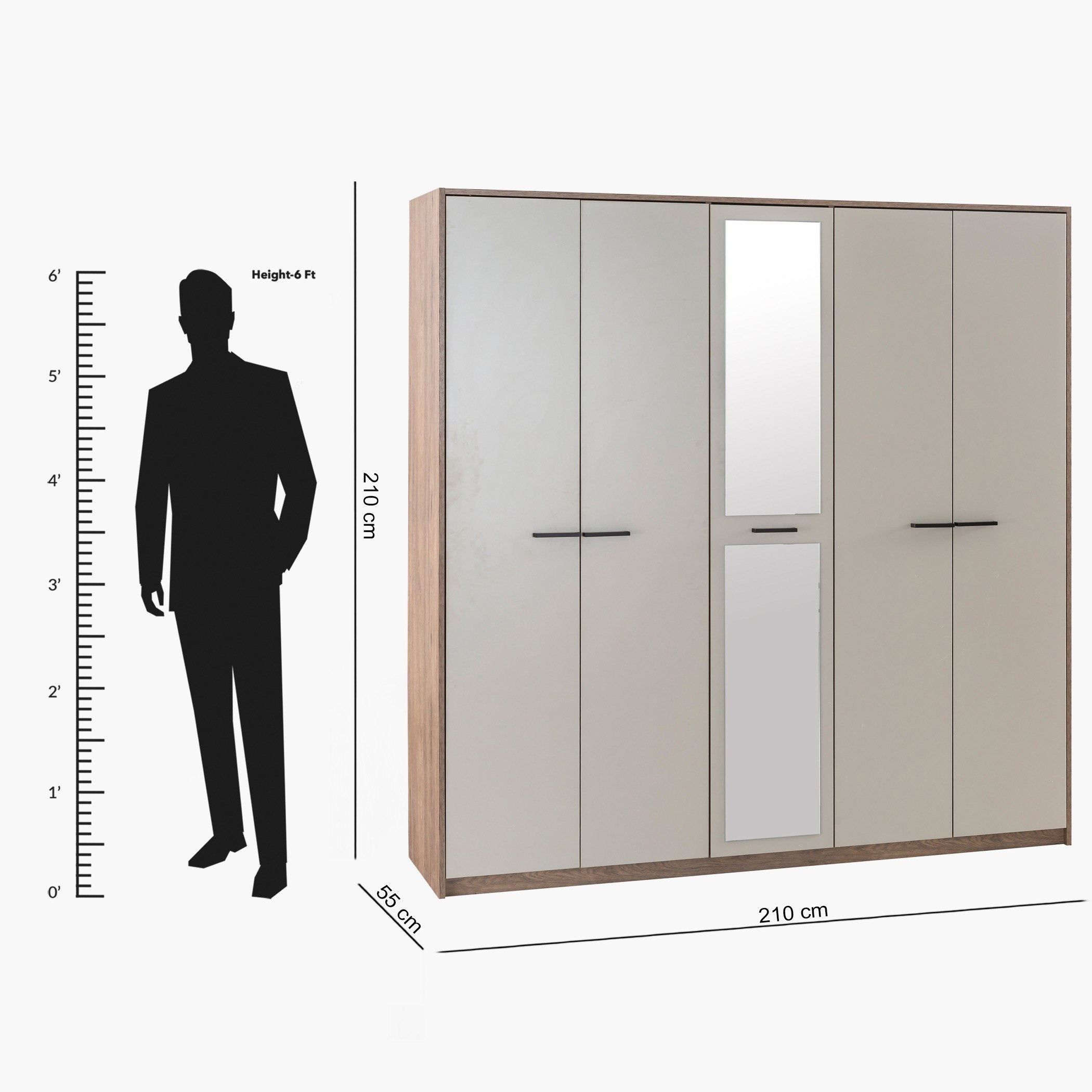 خزانة ملابس 5 أبواب مع مرآة - سانتانا من موڤو-hbxfurniture-wardrobes-image-7