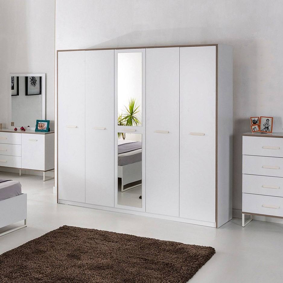 خزانة ملابس بـ5 أبواب ومرآة من ترافيس-hbxfurniture-wardrobes-image-1