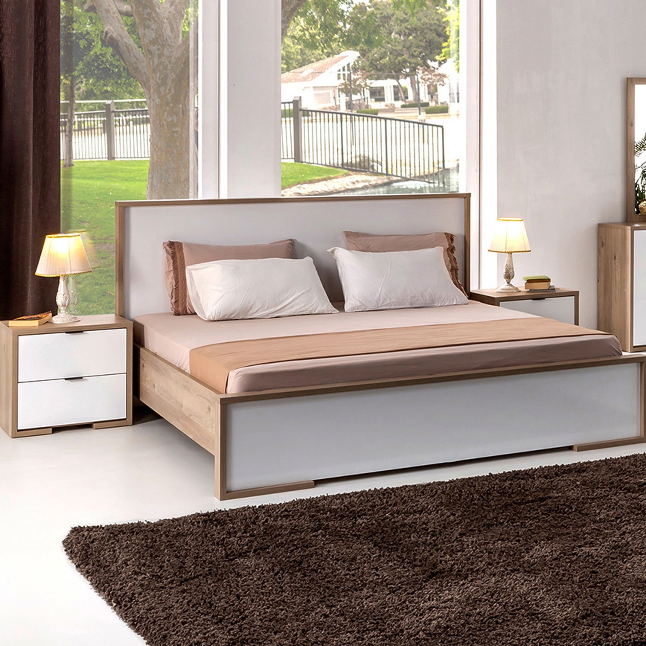 طقم غرفة نوم كينج 3 قطع دون طاولة تزيين ومرآة - فاليتا  من موڤو- 180x200 سم-hbxbedroom-bedsandbedsets-bedroomsets-king-image-1