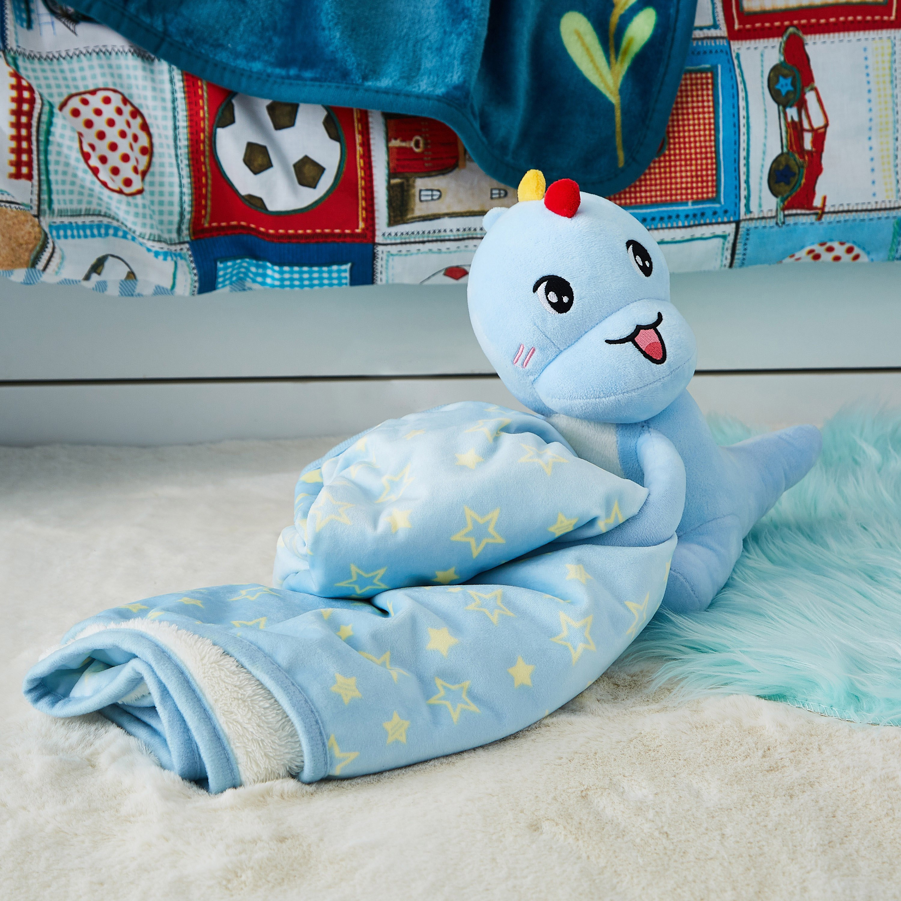 وسادة على شكل ديناصور مع بطانية كاملة من لاش - 70×100 سم-hbxhomeware-hbxkidsandyouth-image-1