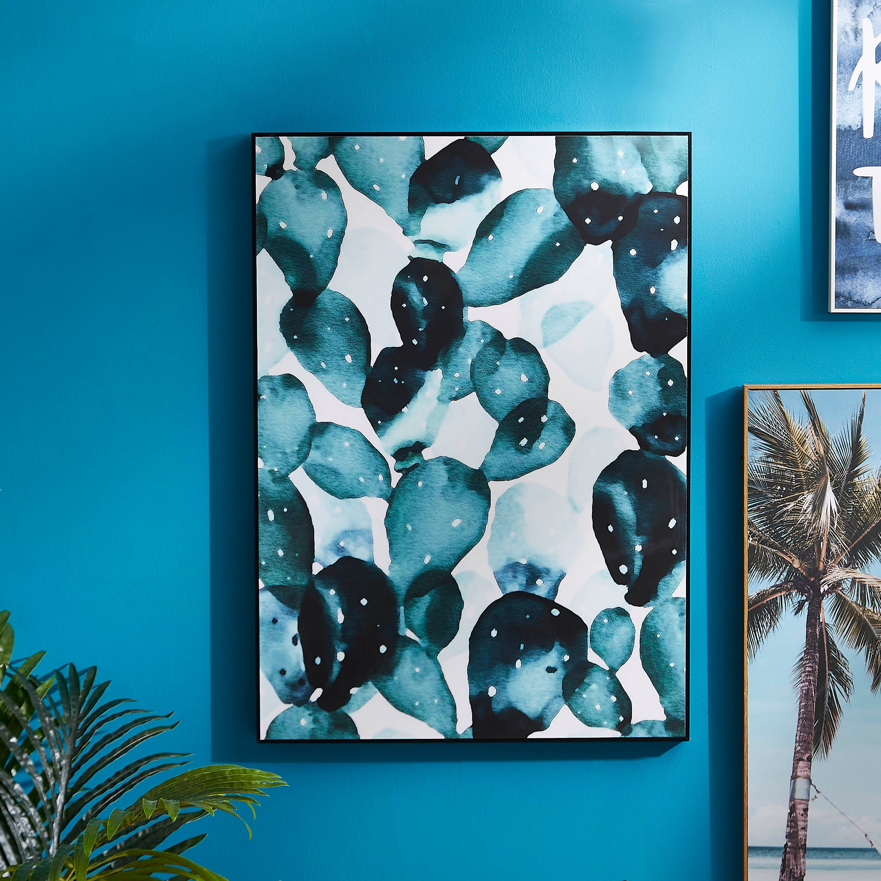 Kia Leaves Glossy MDF Framed Picture 50x70x3 cm-hbxhomeware-hbxdecorandfurnishings-image-1
