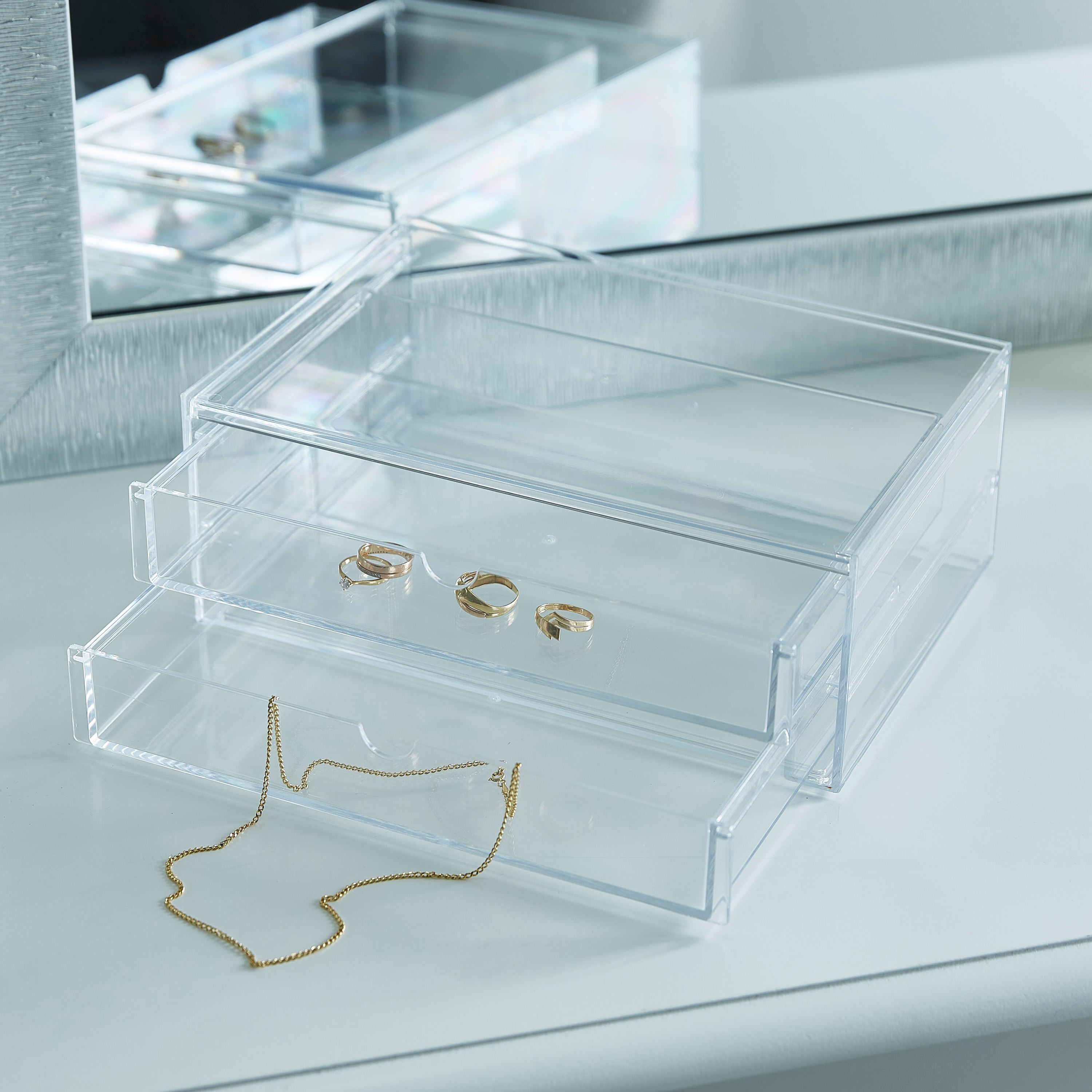 Crystal Cosmetics Trinket Organiser - 25x17x9 cm-hbxbedroom-bedroomaccessories-jewelleryboxesandholders-image-1