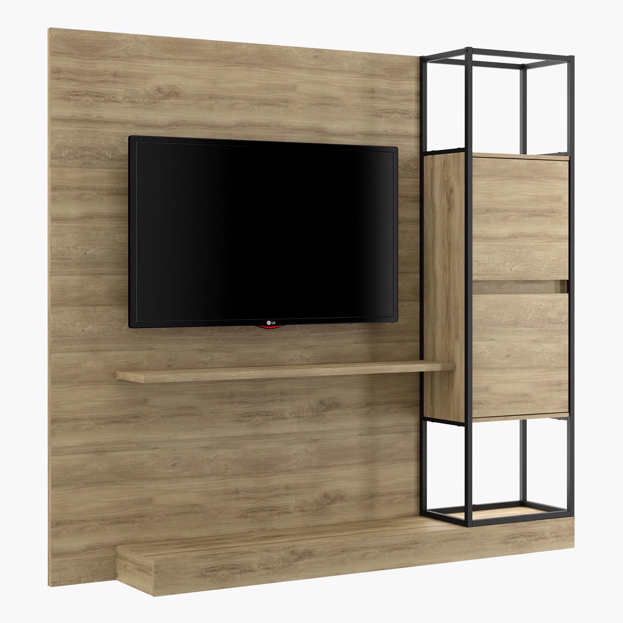 وحدة عرض متعددة الاستخدامات بدرجين للتلفزيونات 60 بوصة من لانكوم-hbxlivingroom-mediaunitsandstorage-wallunits-image-4