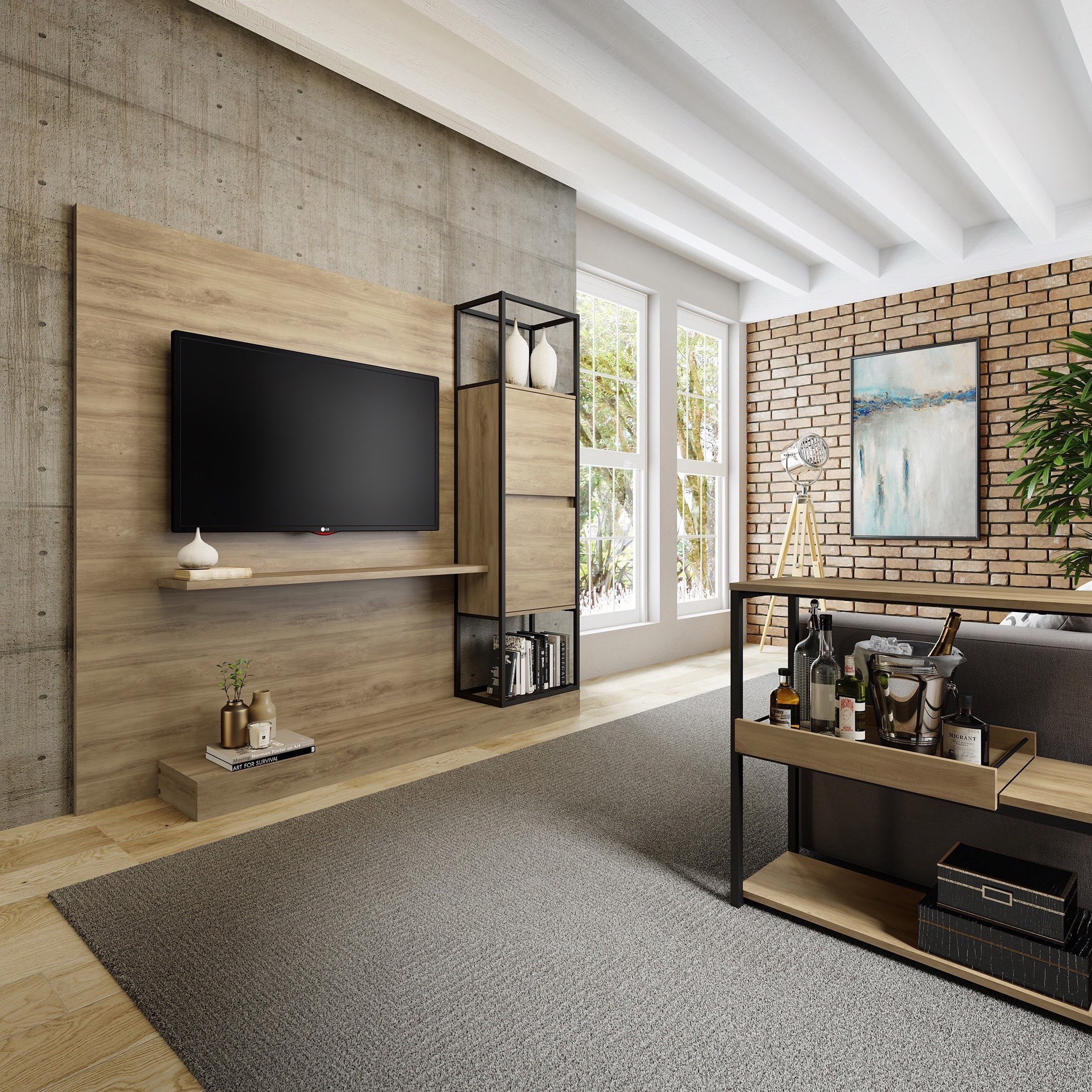 وحدة عرض متعددة الاستخدامات بدرجين للتلفزيونات 60 بوصة من لانكوم-hbxlivingroom-mediaunitsandstorage-wallunits-image-7