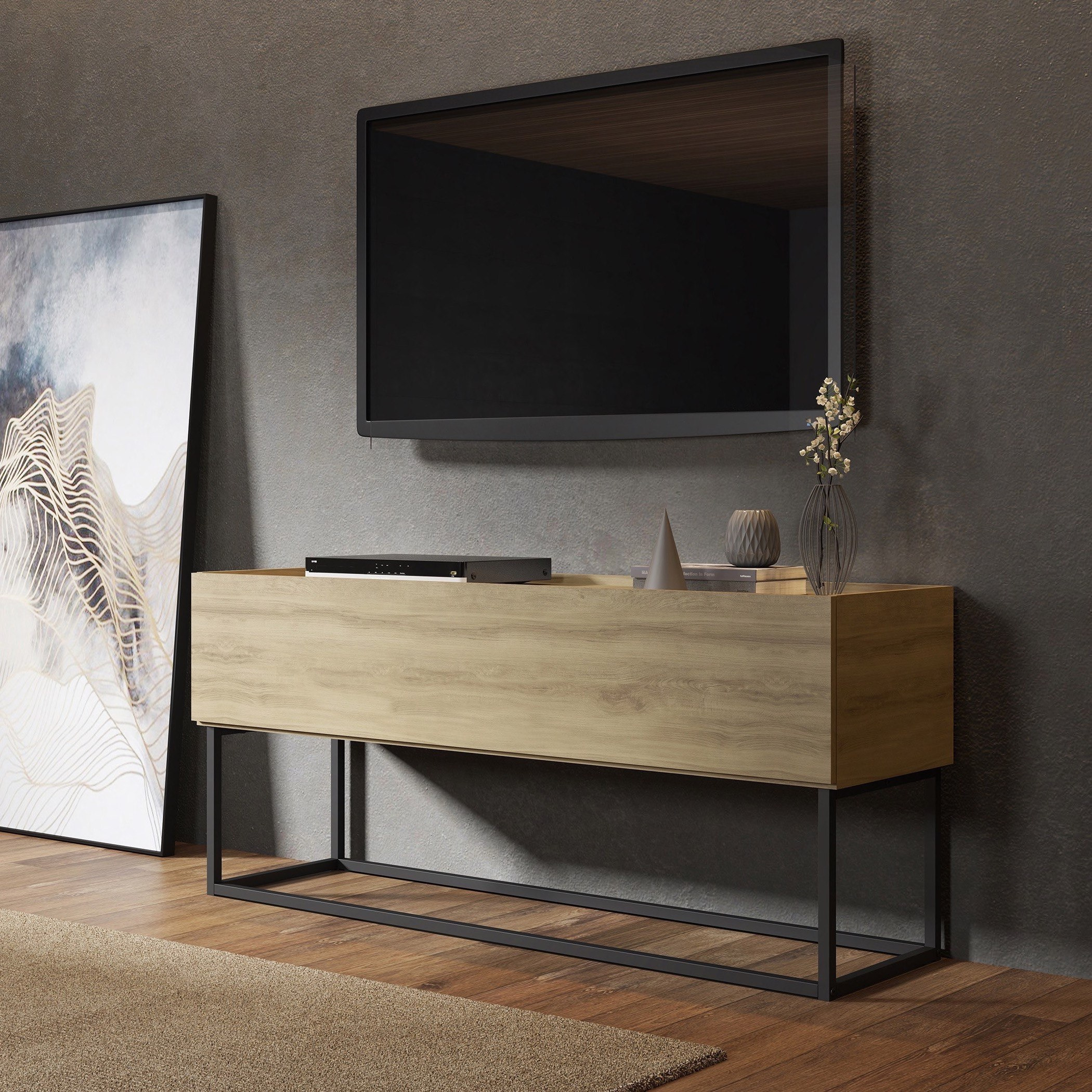 وحدة تلفزيون منخفضة للتلفزيونات حتى 50 بوصة من لانكوم-hbxlivingroom-mediaunitsandstorage-tvunits-image-1