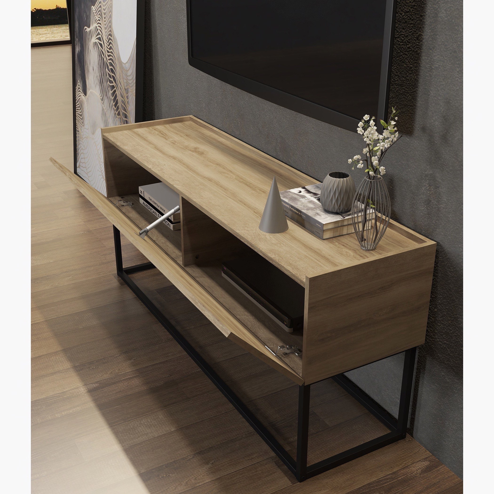 وحدة تلفزيون منخفضة للتلفزيونات حتى 50 بوصة من لانكوم-hbxlivingroom-mediaunitsandstorage-tvunits-image-2