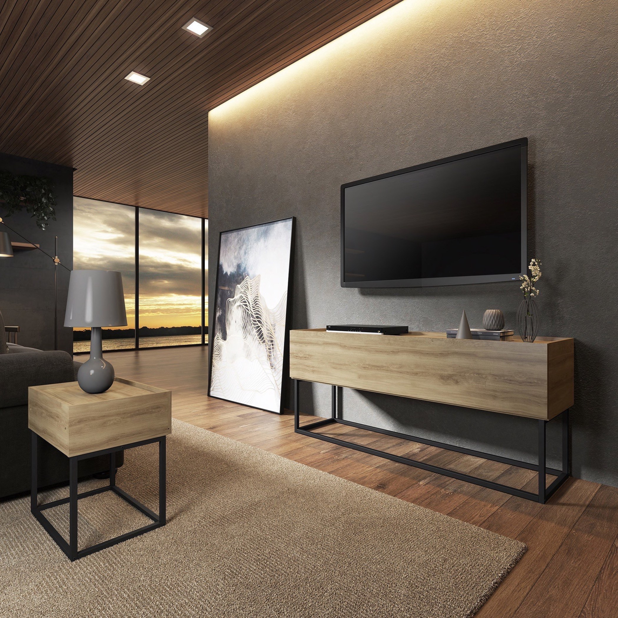 وحدة تلفزيون منخفضة للتلفزيونات حتى 50 بوصة من لانكوم-hbxlivingroom-mediaunitsandstorage-tvunits-image-8
