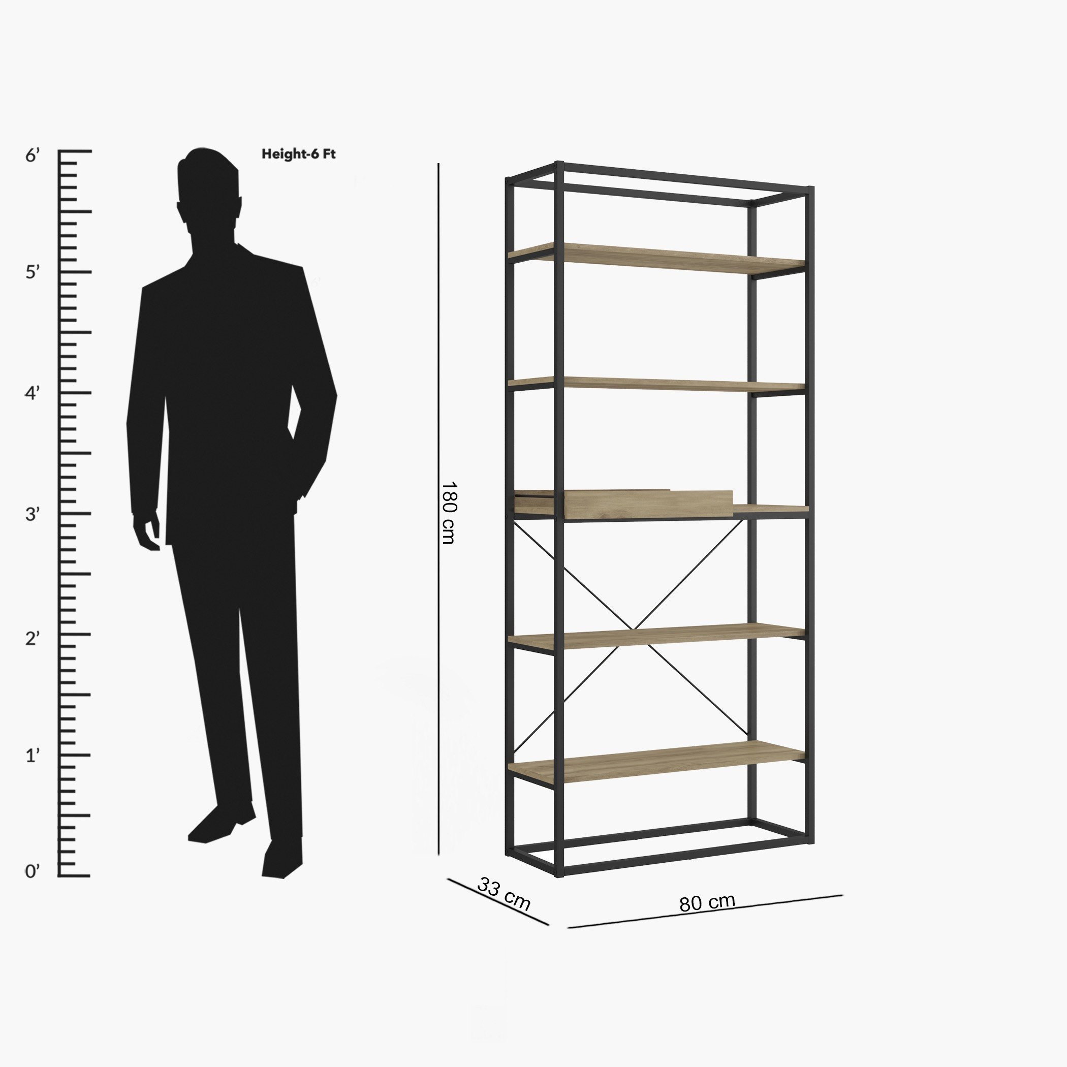 Lancom 5-Shelf Bookcase with Tray-hbxfurniture-office-bookcases-image-9