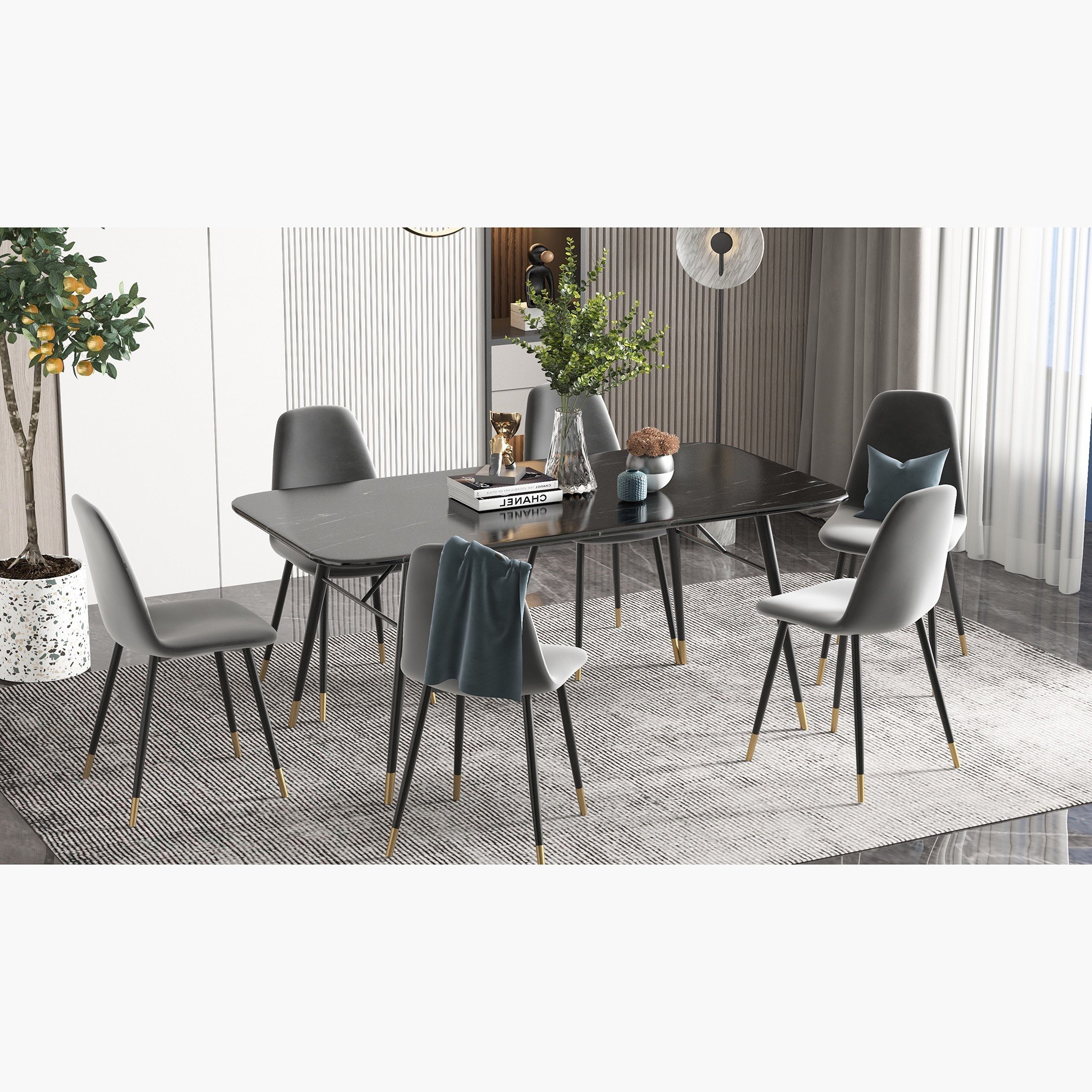 طقم سفرة بـ 6-مقاعد من بارسون-hbxfurniture-diningtablesandsets-diningsets-sixseater-image-2