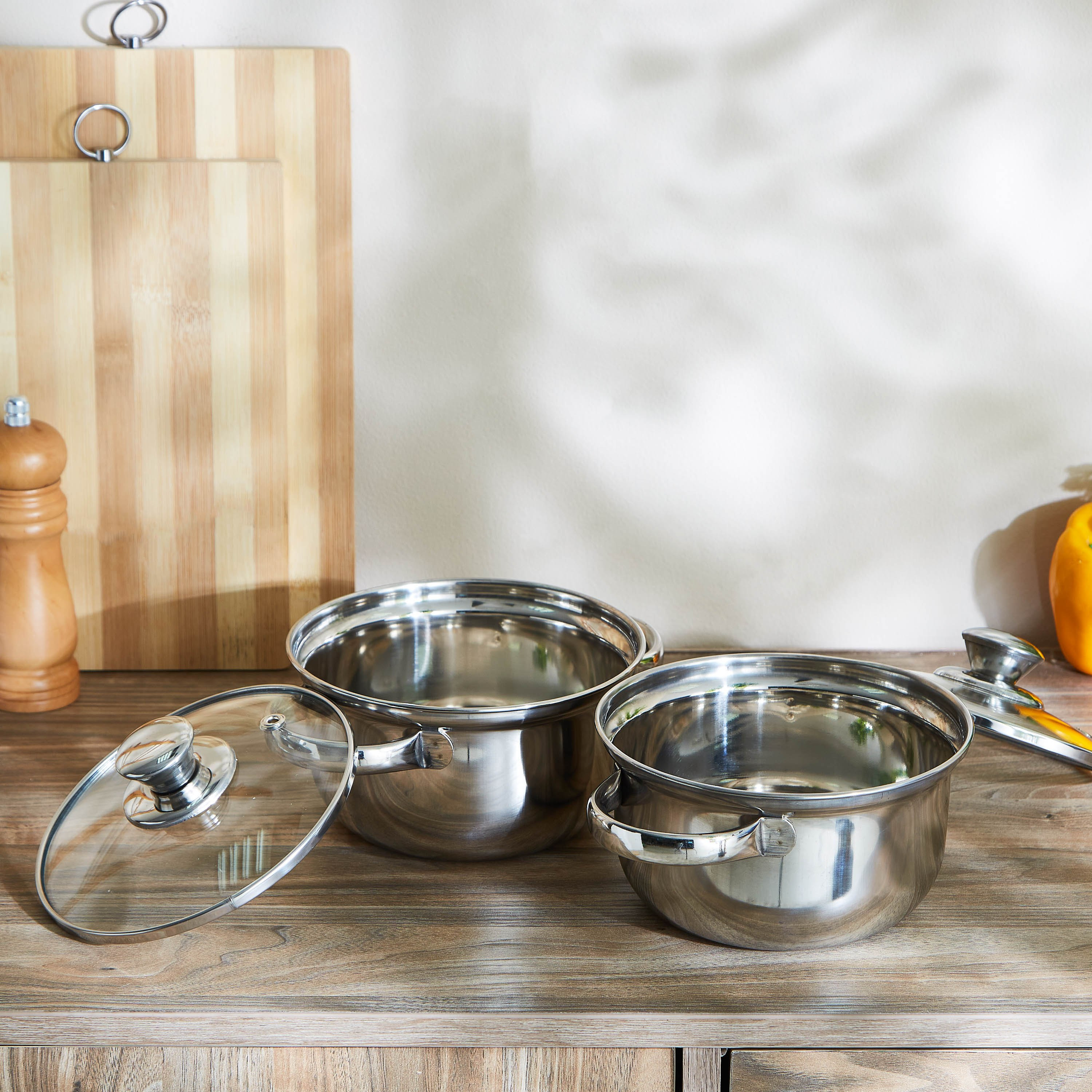 طقم كسرولة ستانليس ستيل قطعتين مع غطاء من بريميا-hbxkitchen-kitchenware-foodpreparation-image-2