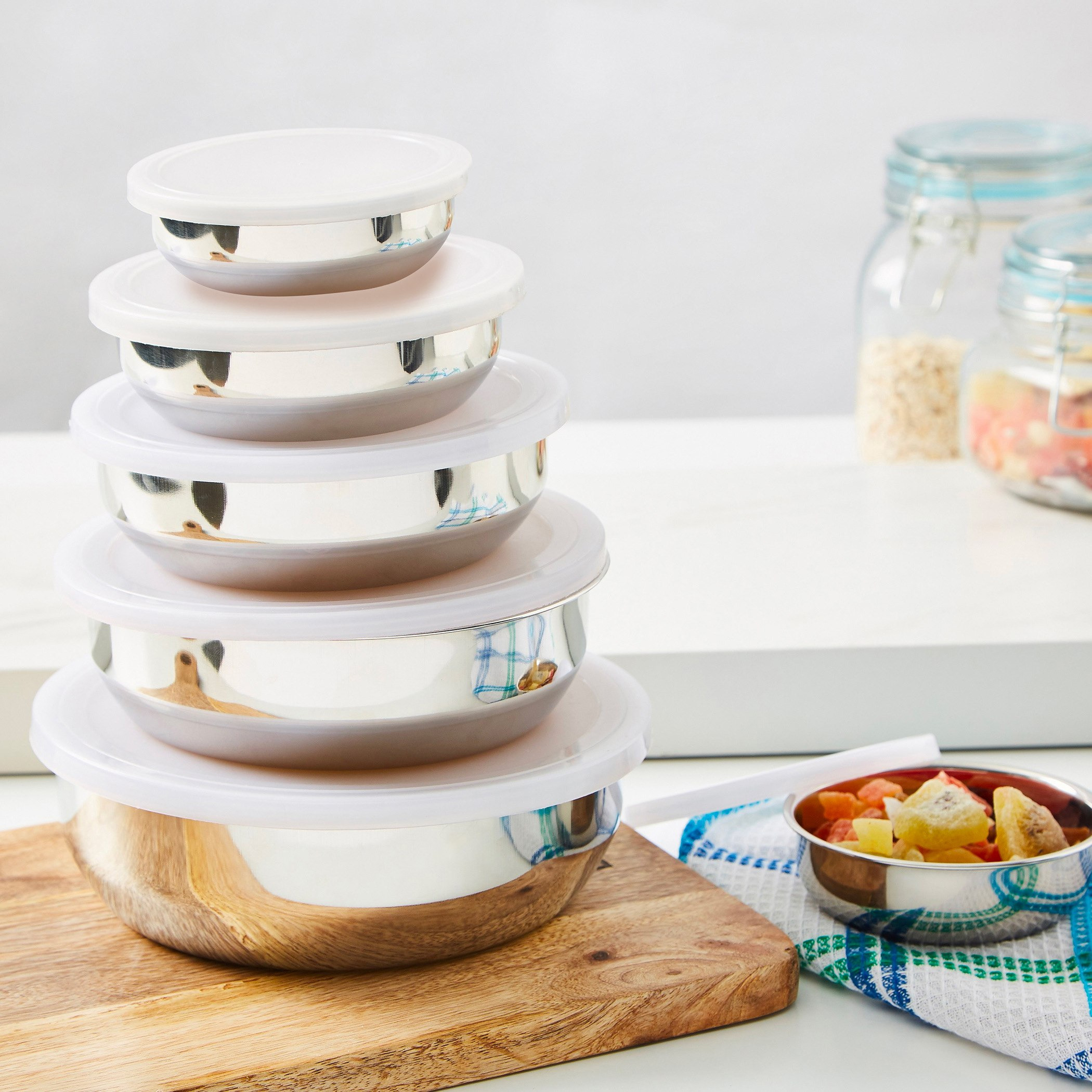 Premia 10-Piece Stainless Steel Food Storage Bowl Set-hbxdecorandfurnishings-tabletop-crockery-image-1