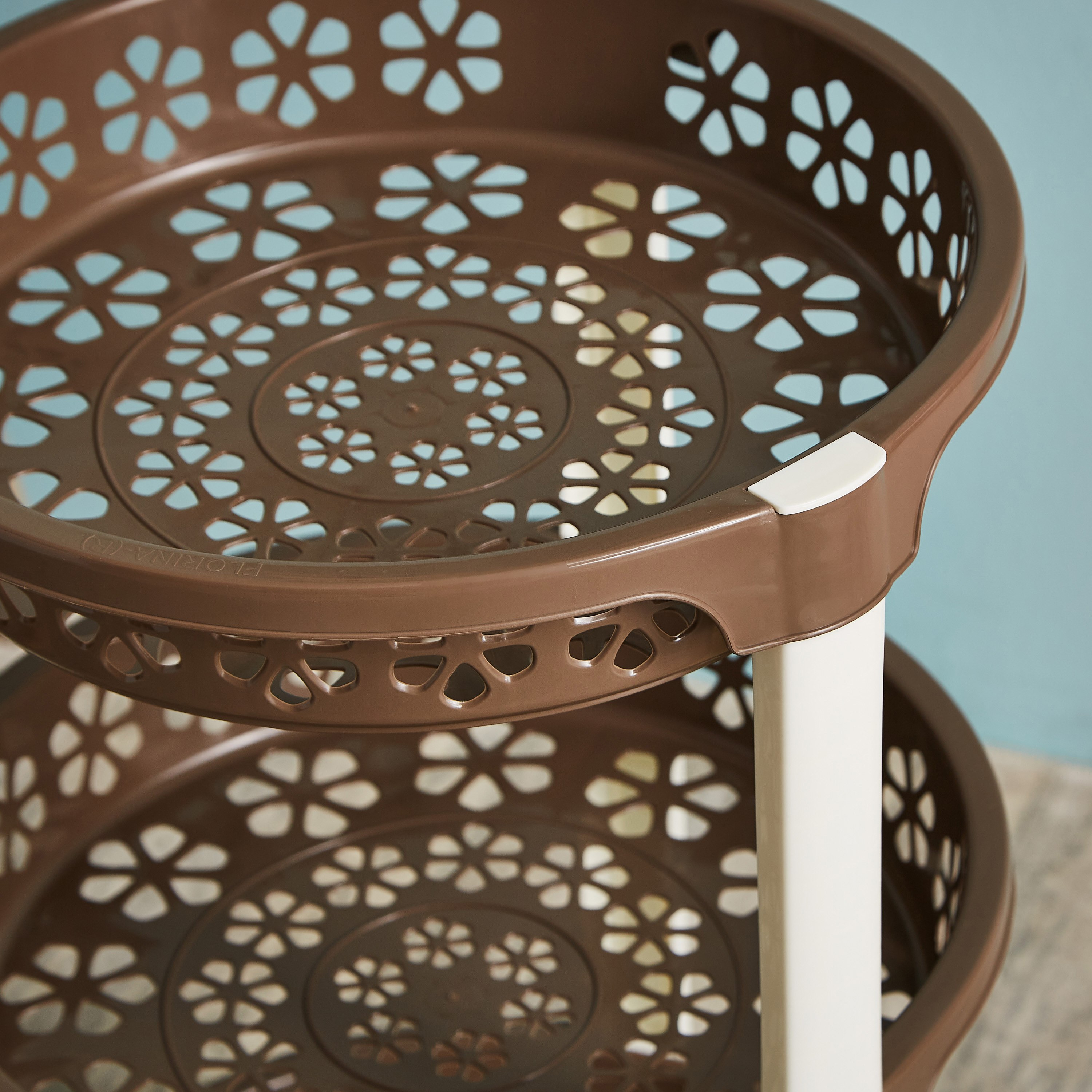 عربة ترولي مستديرة متعددة الاستخدامات بـ 3 طبقات وعجلات - 34x34x55 سم - فلورينا-hbxlivingroom-tablesandstands-servingtrolleys-image-3