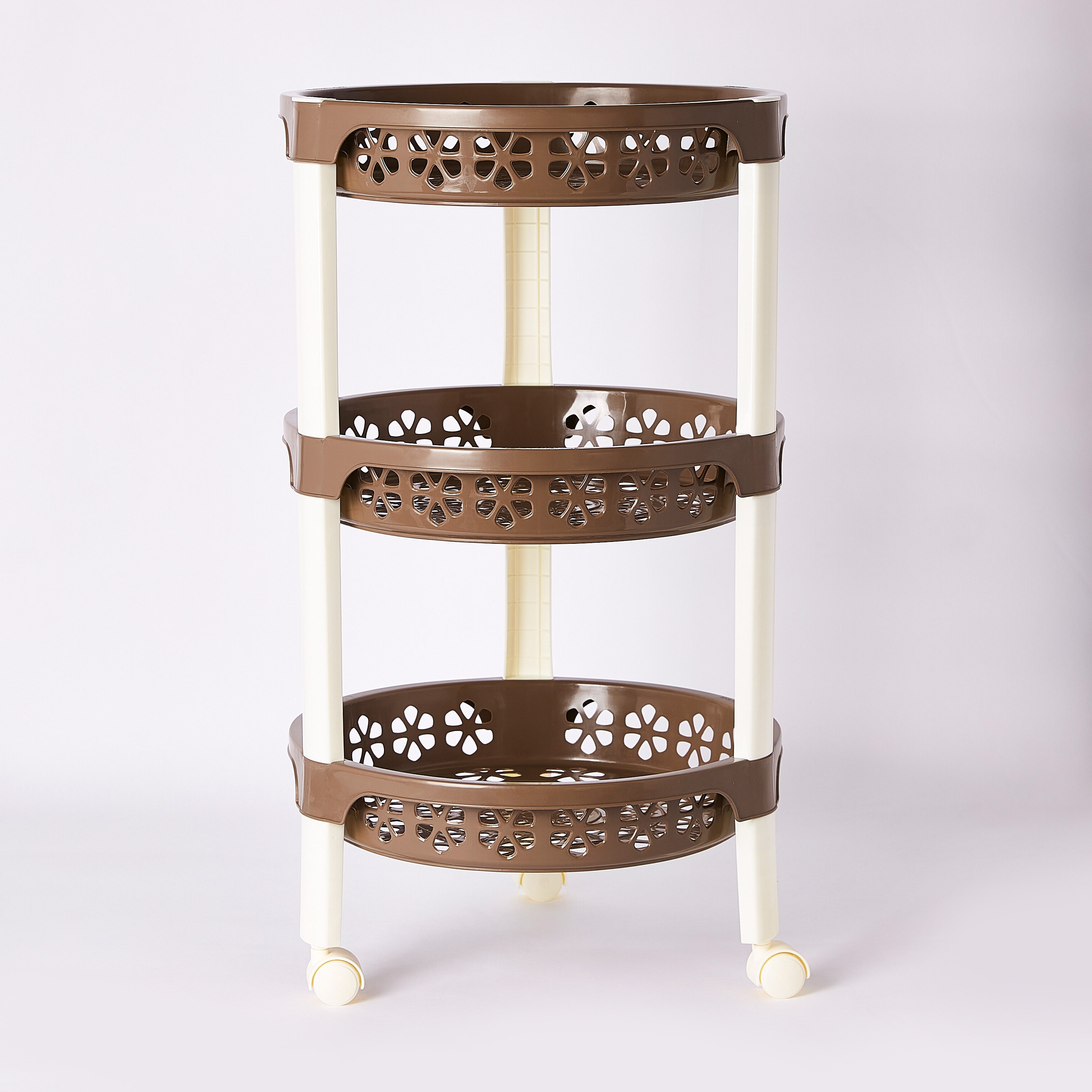 عربة ترولي مستديرة متعددة الاستخدامات بـ 3 طبقات وعجلات - 34x34x55 سم - فلورينا-hbxlivingroom-tablesandstands-servingtrolleys-image-8