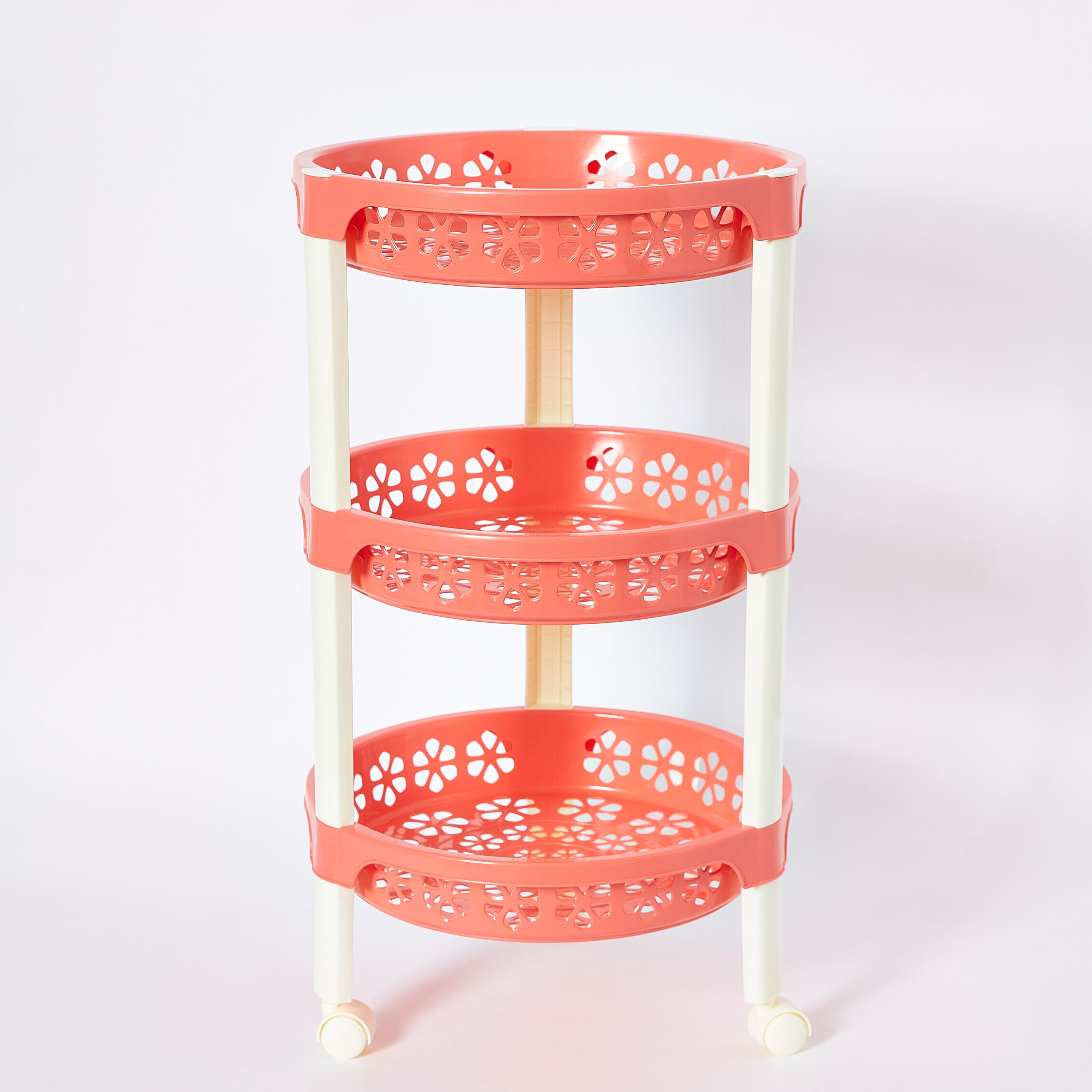 عربة ترولي مستديرة متعددة الاستخدامات بـ3 طوابق وعجلات من فلورينا - 34x34x55 سم-hbxlivingroom-tablesandstands-servingtrolleys-image-2