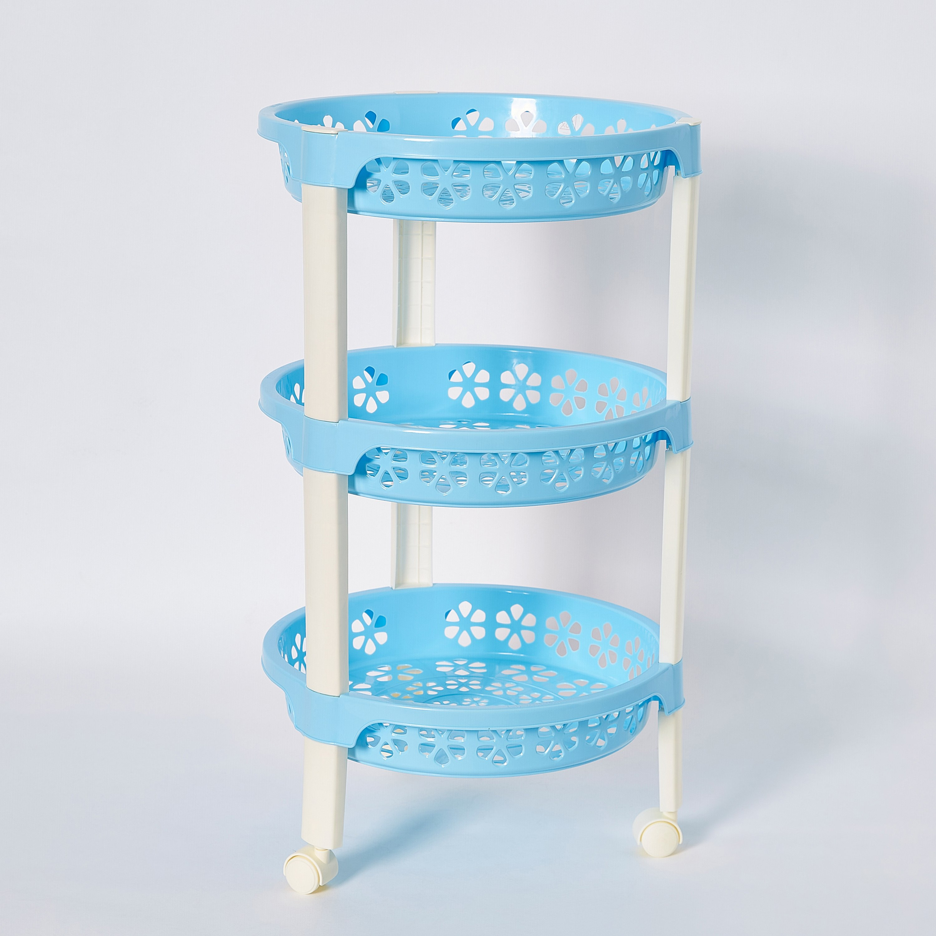 عربة ترولي مستديرة متعددة الاستخدامات بـ3 طوابق وعجلات من فلورينا - 34x34x55 سم-hbxlivingroom-tablesandstands-servingtrolleys-image-6