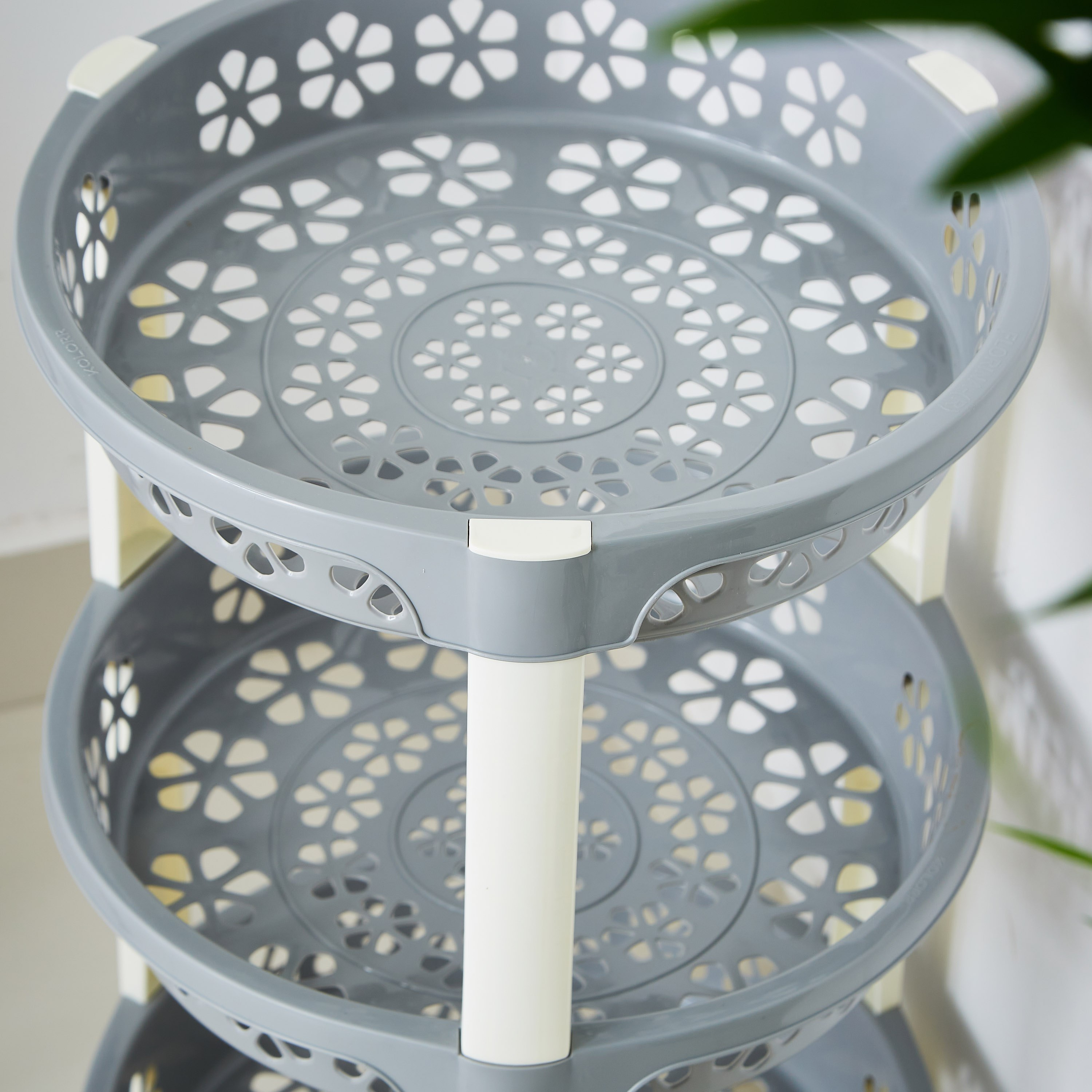 عربة ترولي مستديرة الشكل متعددة الاستخدامات بعجلات من فلورينا - 42x26x55 سم-hbxlivingroom-tablesandstands-servingtrolleys-image-3