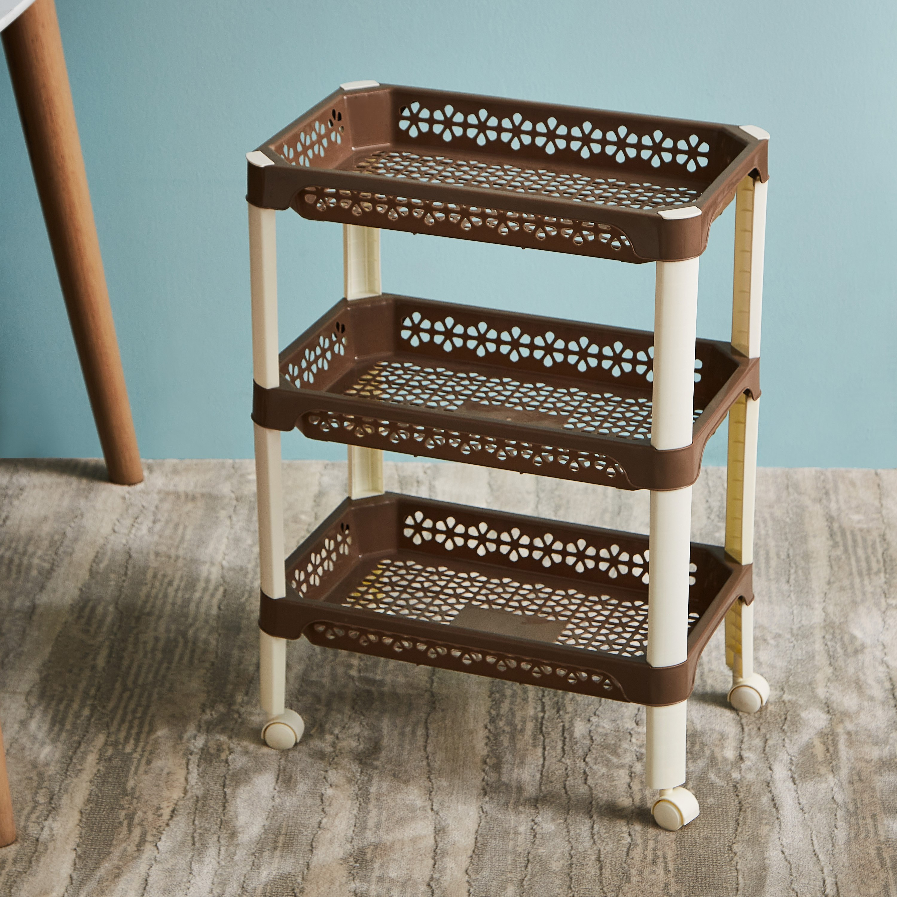 عربة ترولي متعددة الاستخدامات بعجلات و3 طوابق من فلورينا - 42x26x55 سم-hbxlivingroom-tablesandstands-servingtrolleys-image-2