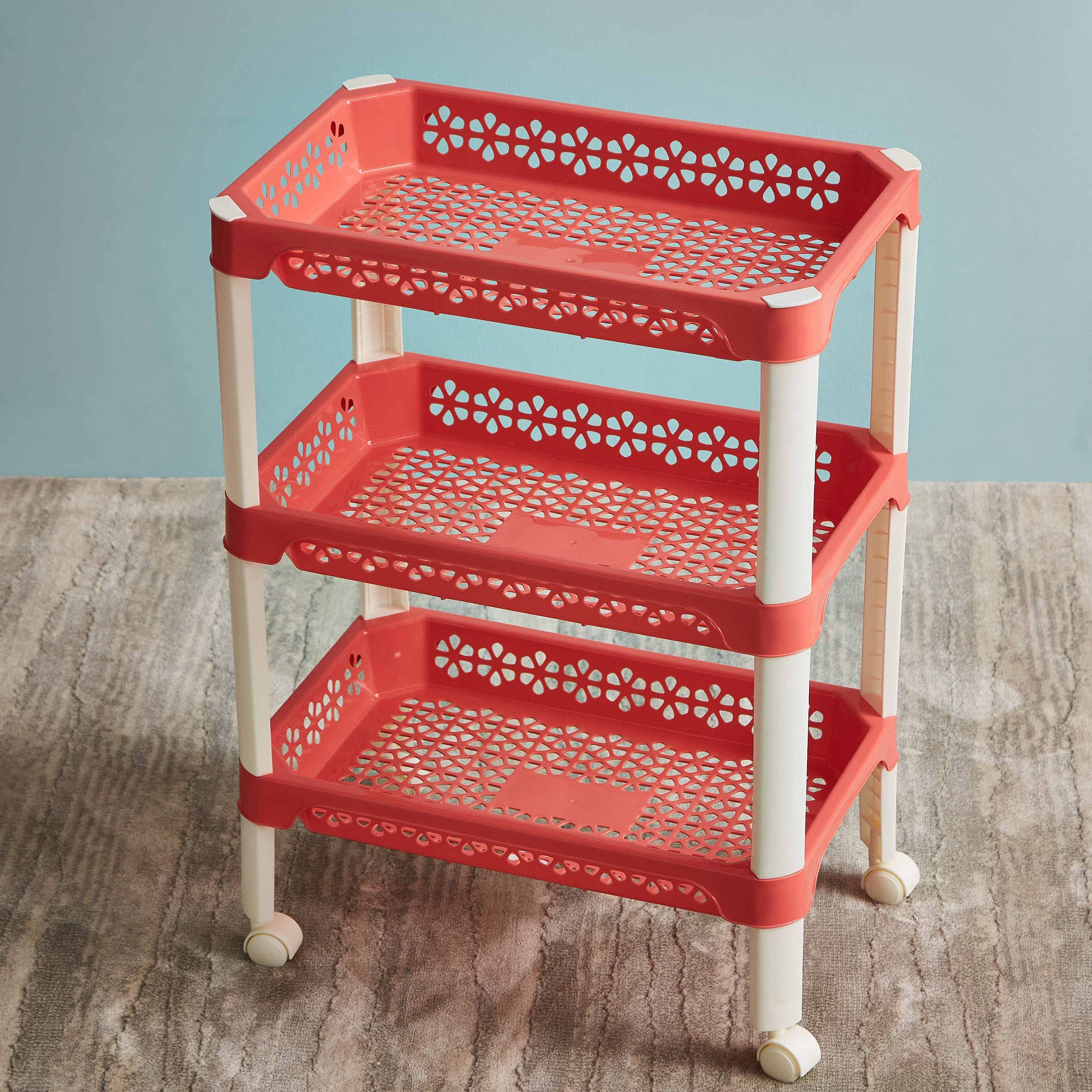 عربة ترولي متعددة الاستخدامات بعجلات و 3 طوابق من فلورينا - 42x26x55 سم-hbxlivingroom-tablesandstands-servingtrolleys-image-2