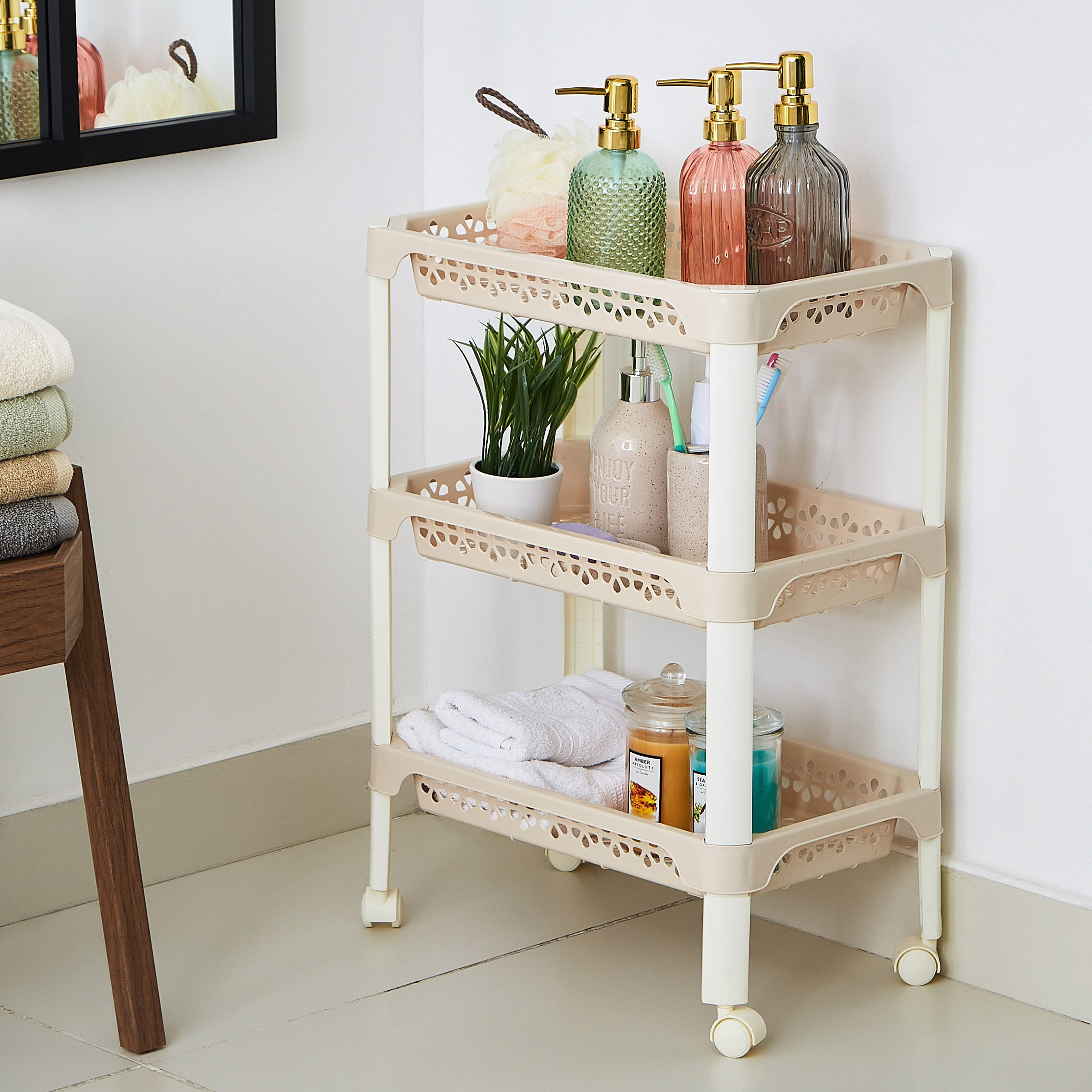 عربة ترولي مستطيلة ومتعددة الاستخدامات بعجلات من فلورينا - 42x26x55 سم-hbxlivingroom-tablesandstands-servingtrolleys-image-1