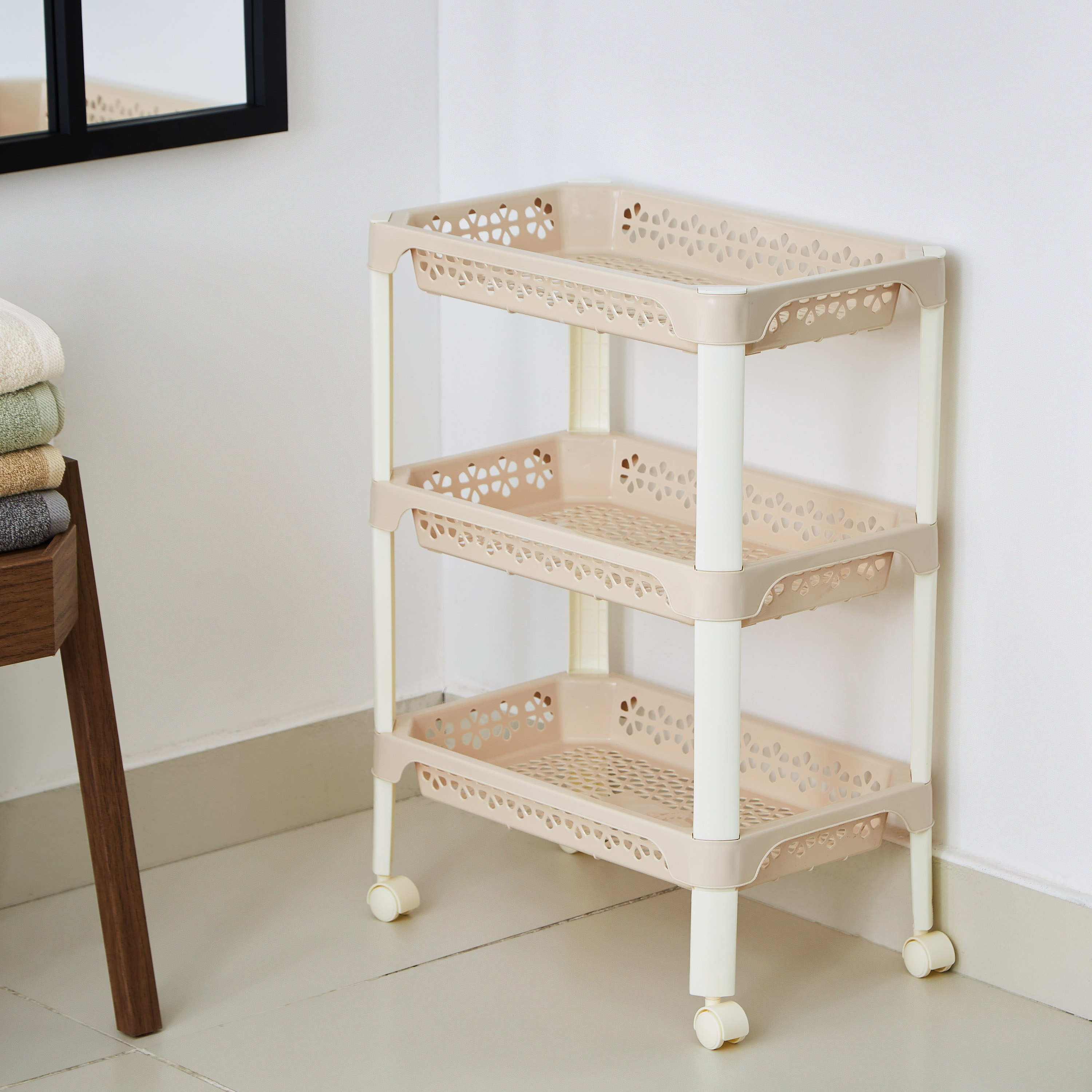 عربة ترولي مستطيلة ومتعددة الاستخدامات بعجلات من فلورينا - 42x26x55 سم-hbxlivingroom-tablesandstands-servingtrolleys-image-2
