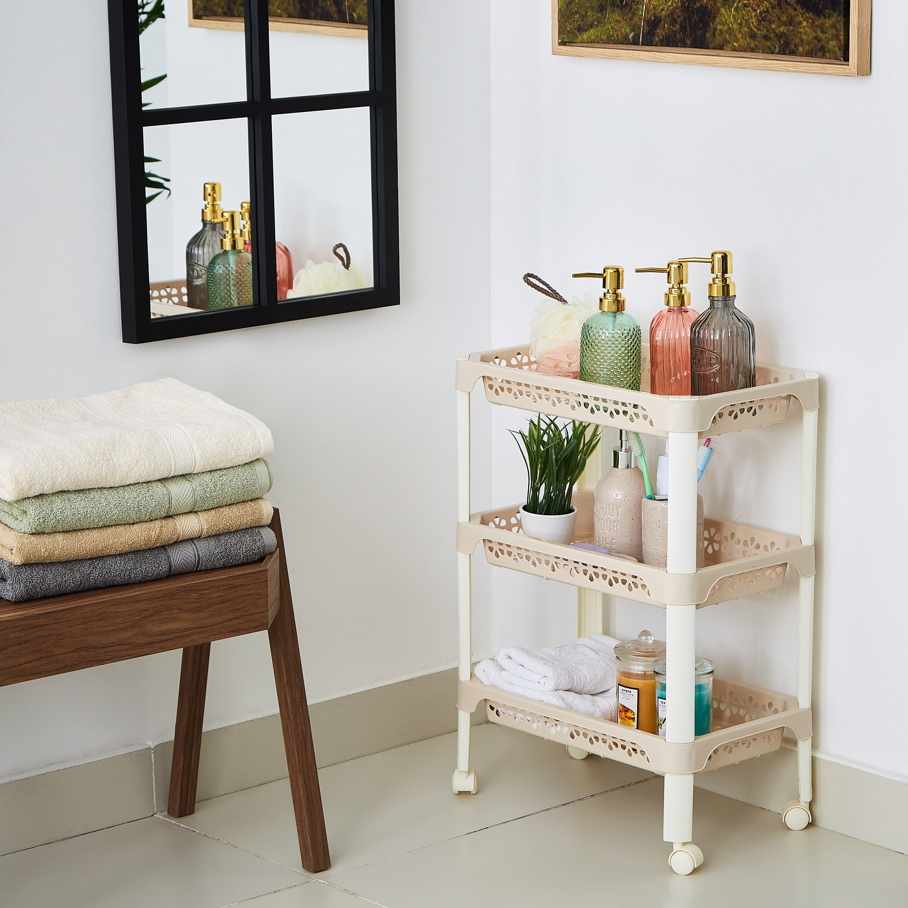 عربة ترولي مستطيلة ومتعددة الاستخدامات بعجلات من فلورينا - 42x26x55 سم-hbxlivingroom-tablesandstands-servingtrolleys-image-4
