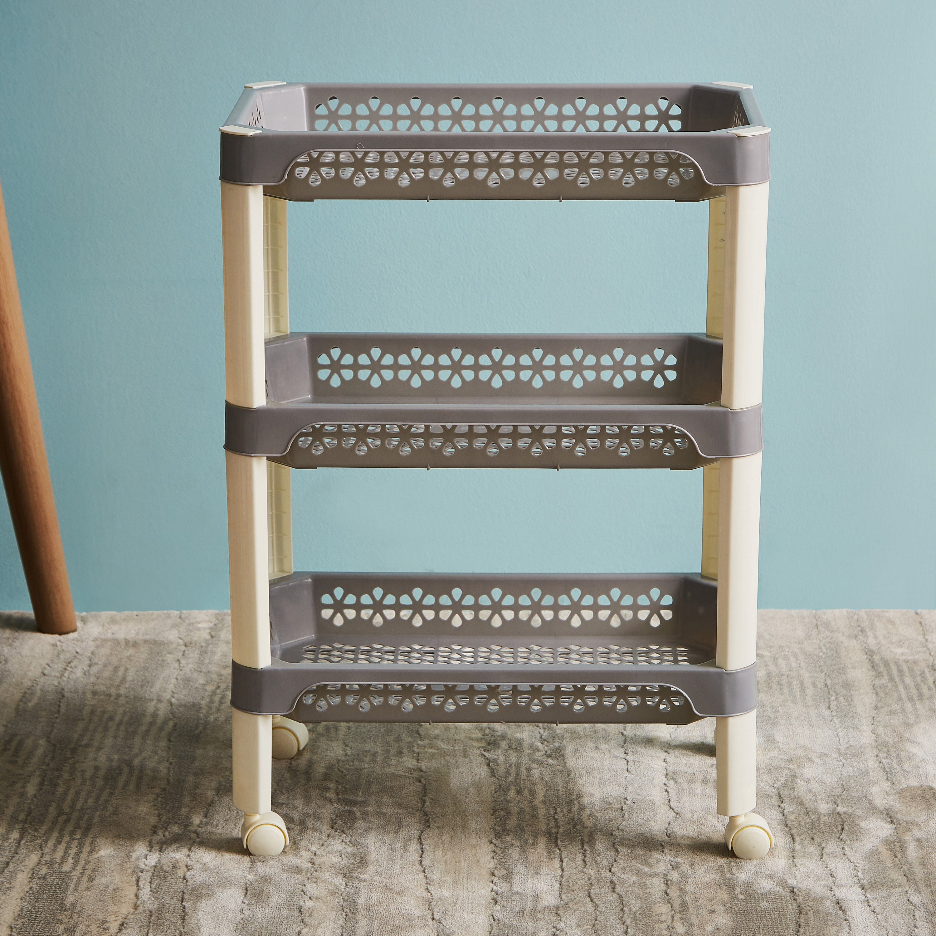 عربة ترولي مستطيلة متعددة الاستخدامات بـ3 طوابق وعجلات من فلورينا - 42x26x55 سم-hbxlivingroom-tablesandstands-servingtrolleys-image-1