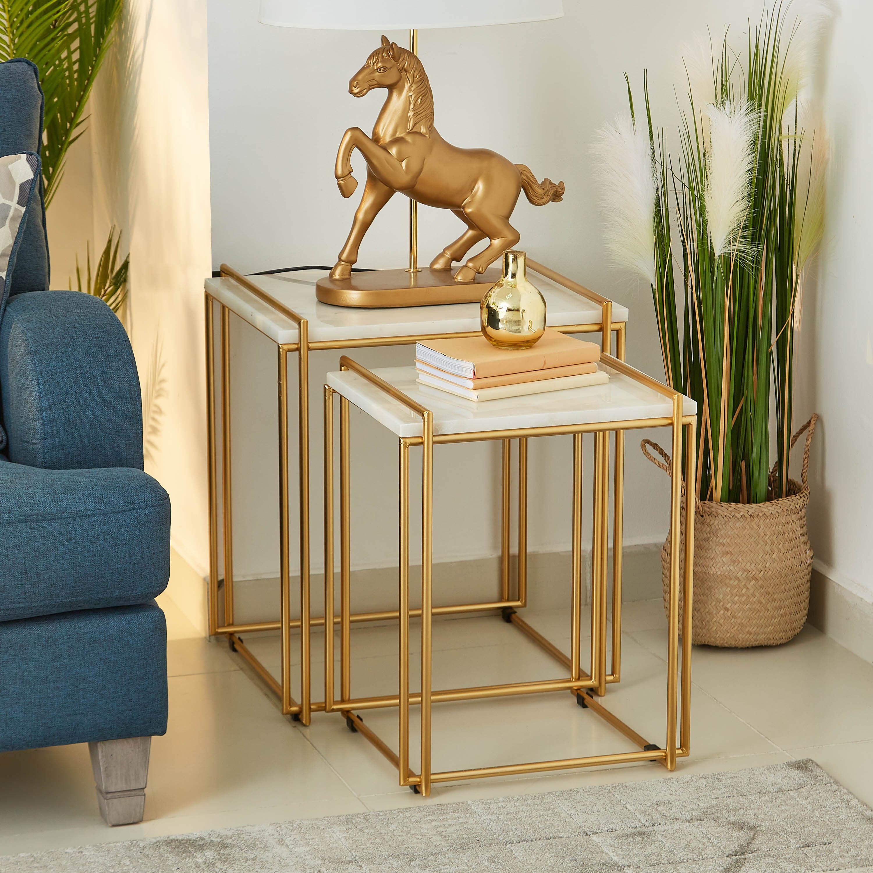 طاولة جانبية رخام من نيفا - طقم من قطعتين-hbxfurniture-livingroom-endtables-image-1
