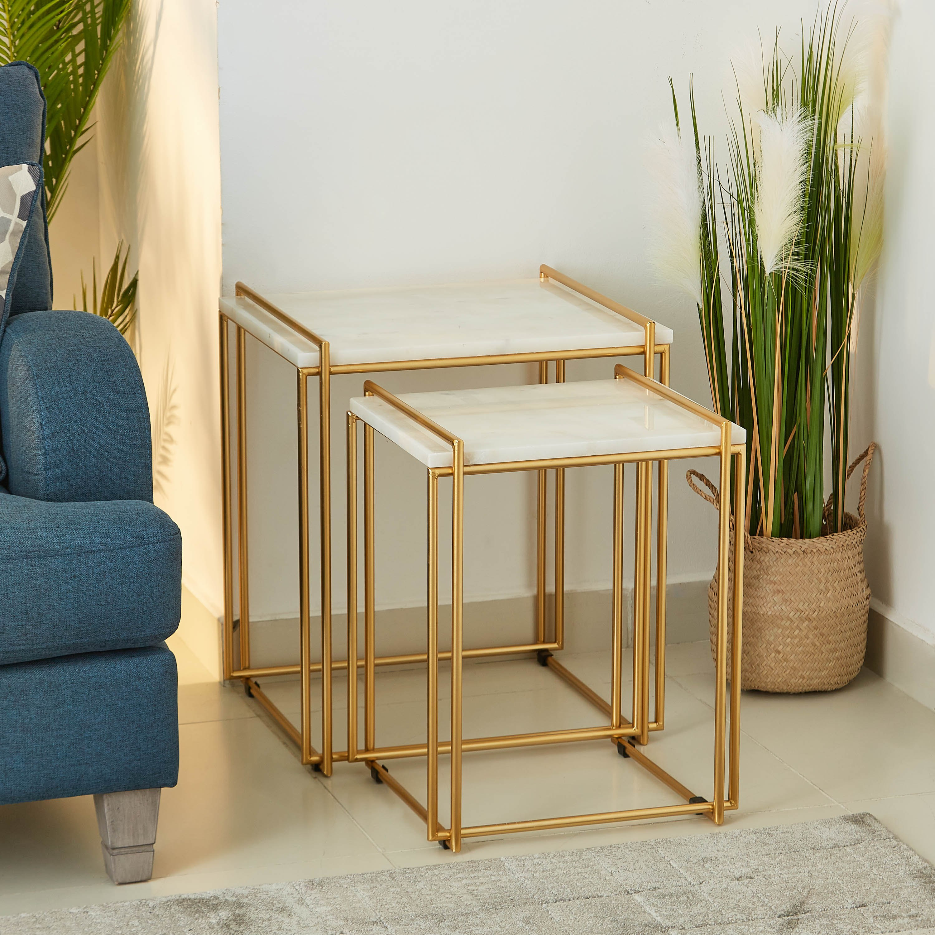 طاولة جانبية رخام من نيفا - طقم من قطعتين-hbxfurniture-livingroom-endtables-image-2