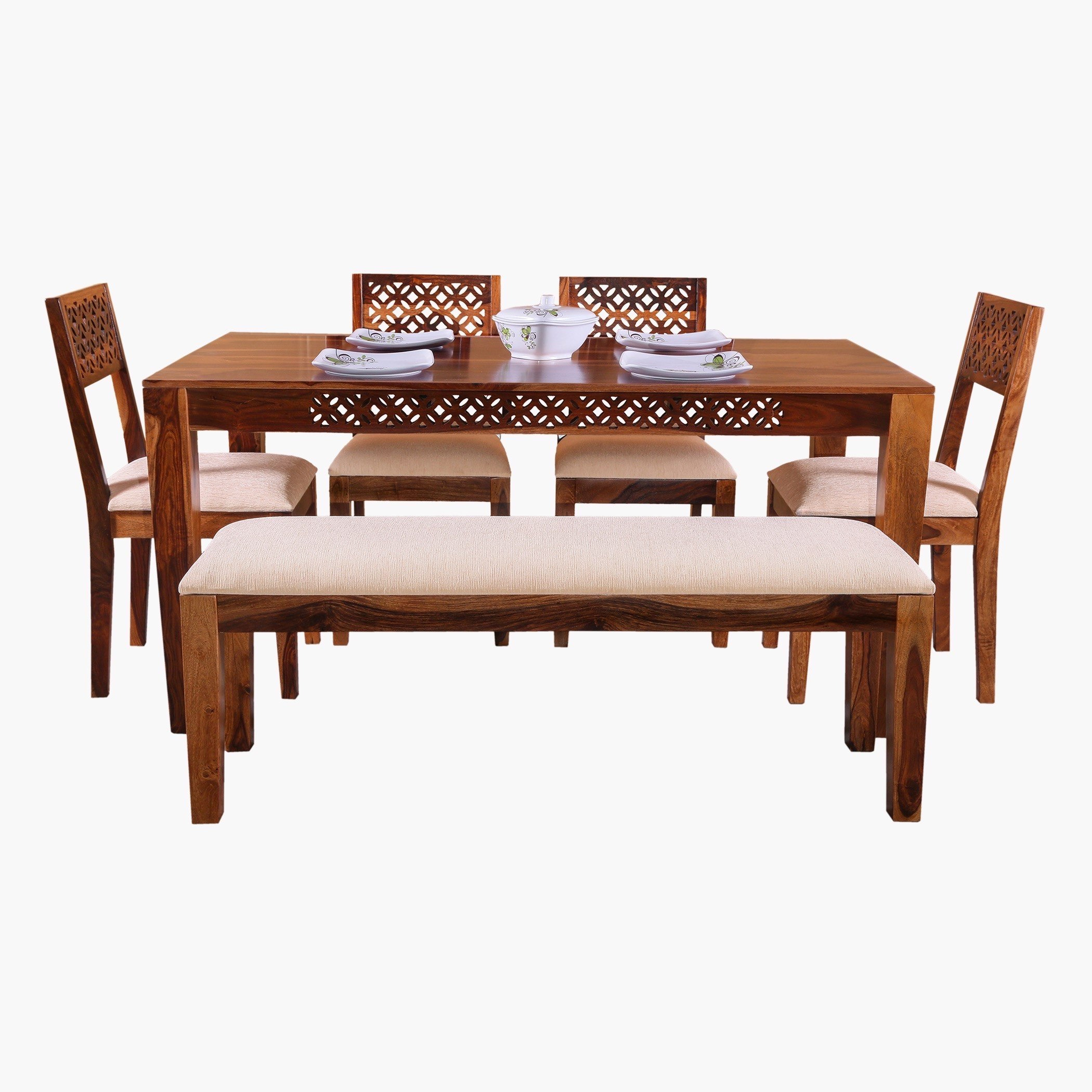 طقم سفرة 6 مقاعد مع مقعد بنش من جودبر-hbxfurniture-diningtablesandsets-diningsets-sixseater-image-2