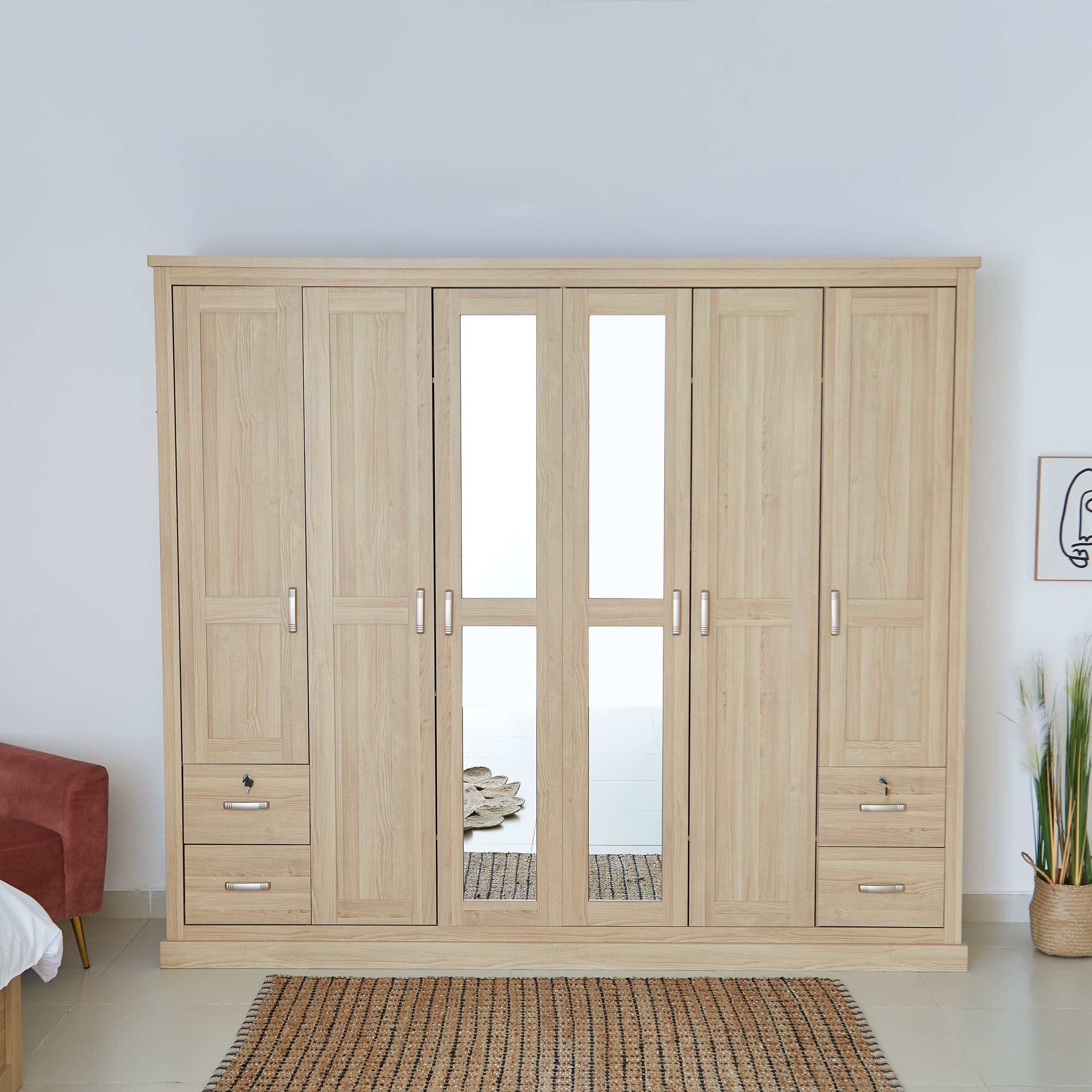 خزانة ملابس 6 أبواب بمرآة من سالفورد-hbxfurniture-wardrobes-image-2
