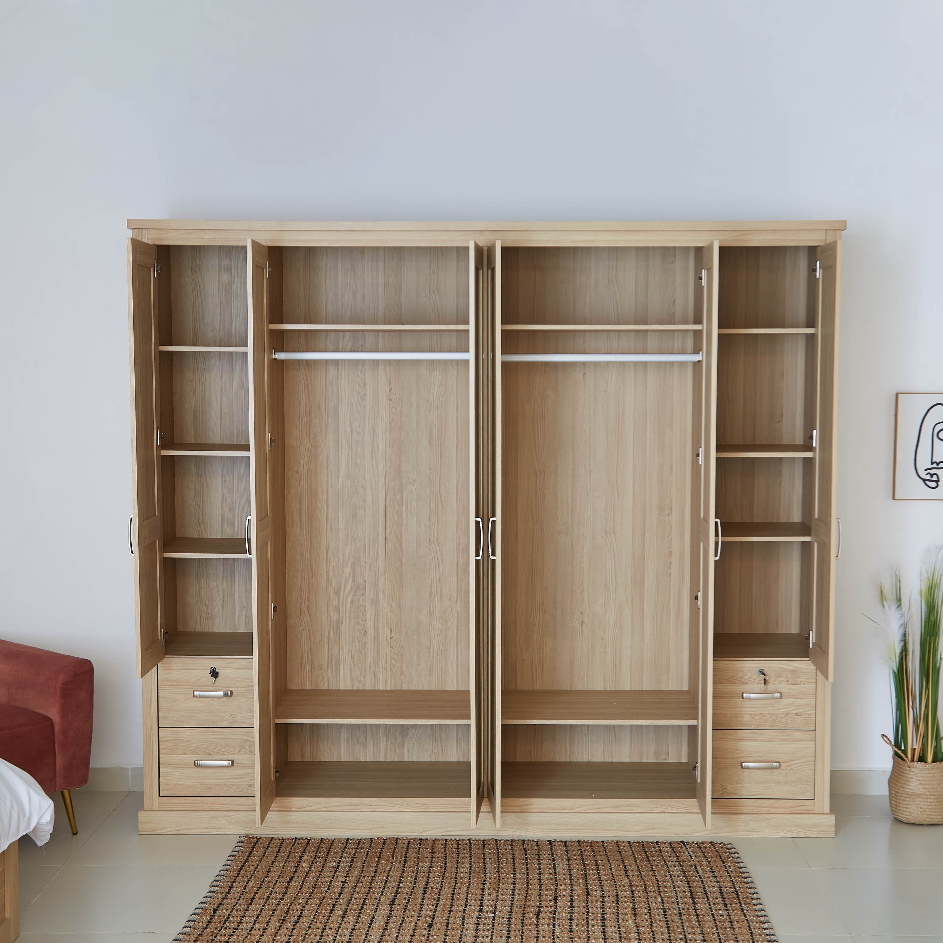 خزانة ملابس 6 أبواب بمرآة من سالفورد-hbxfurniture-wardrobes-image-4