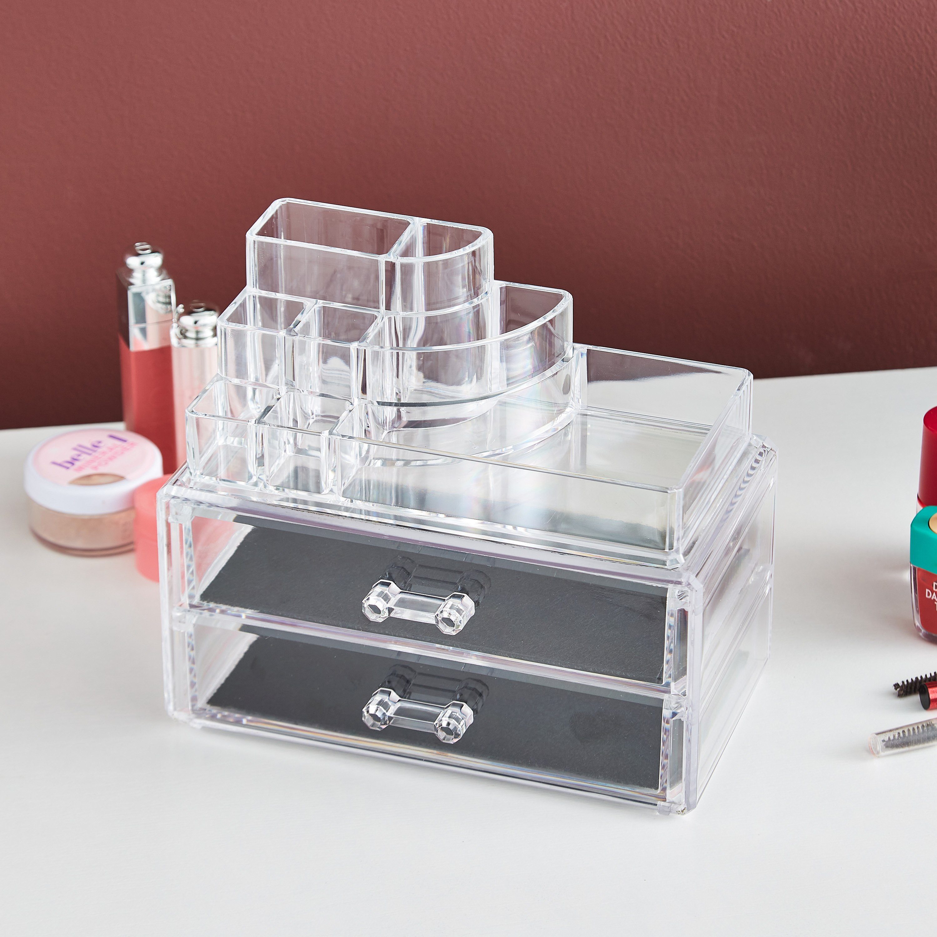 منظّم مستحضرات تجميل بدرجين من كريستال-hbxbedroom-bedroomaccessories-jewelleryboxesandholders-image-1