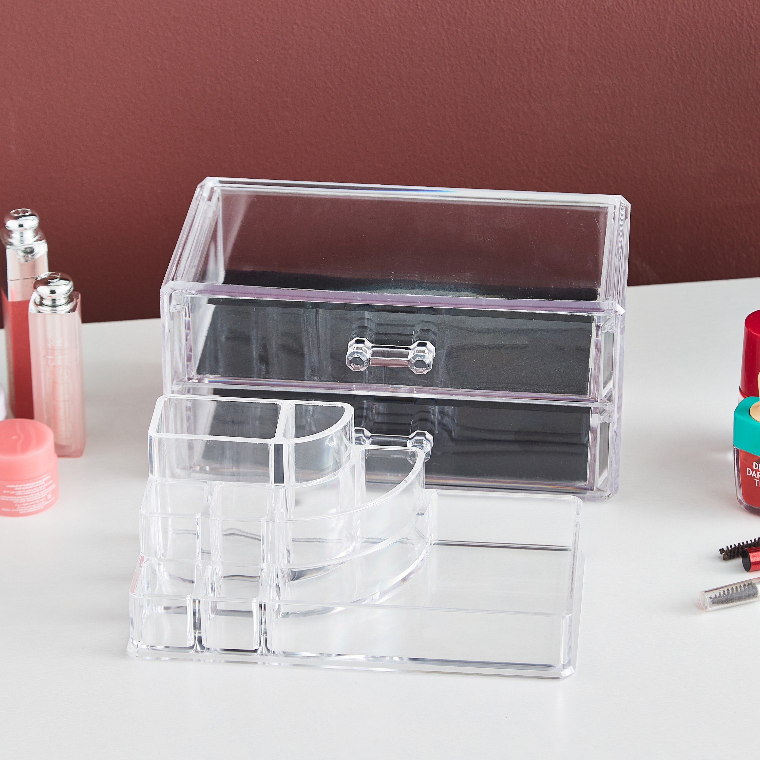 منظّم مستحضرات تجميل بدرجين من كريستال-hbxbedroom-bedroomaccessories-jewelleryboxesandholders-image-2