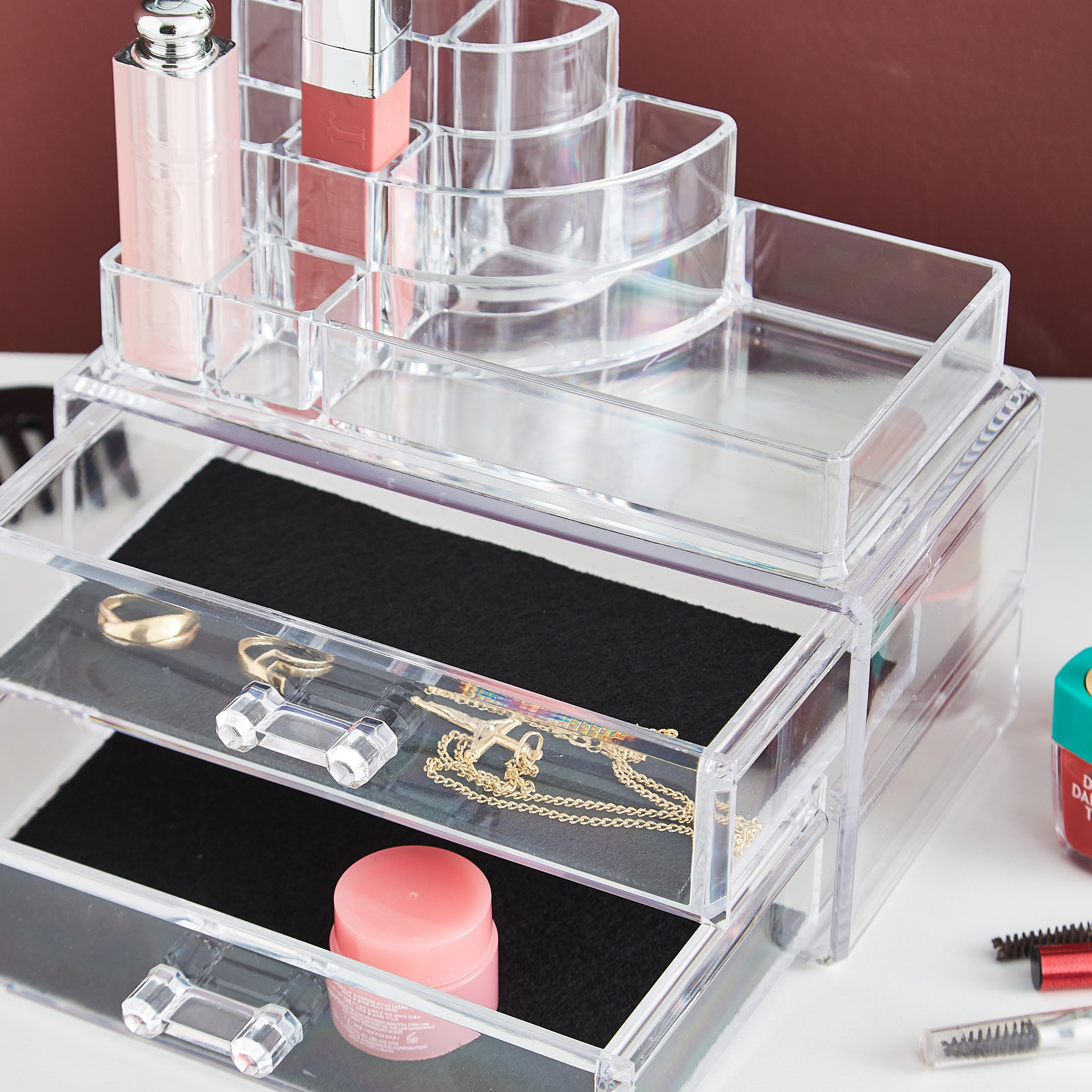 منظّم مستحضرات تجميل بدرجين من كريستال-hbxbedroom-bedroomaccessories-jewelleryboxesandholders-image-3