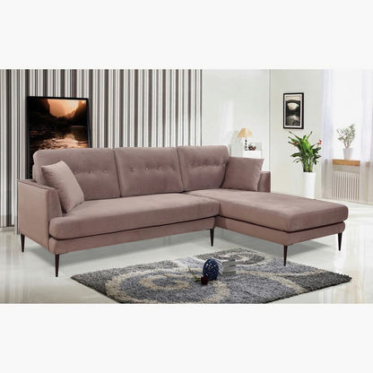 Topaz Right Velvet Corner Sofa with 2 Cushions