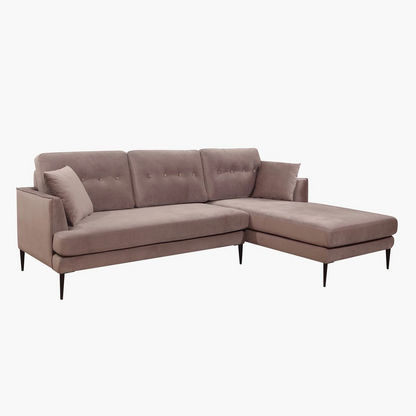 Topaz Right Velvet Corner Sofa with 2 Cushions