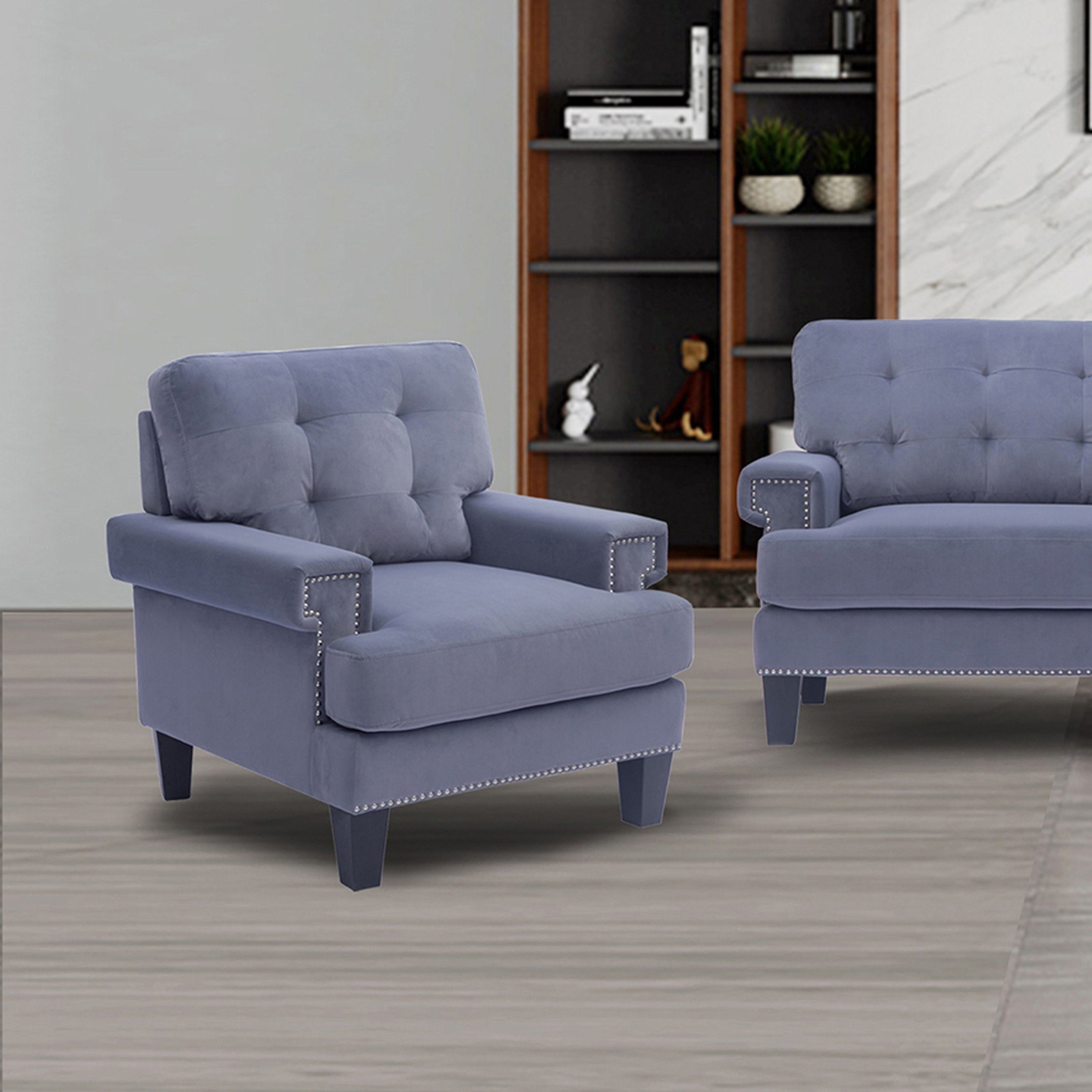 كنبة مخمليّة مقعد واحد من كينلي-hbxlivingroom-sofasandarmchairs-sofas-image-1