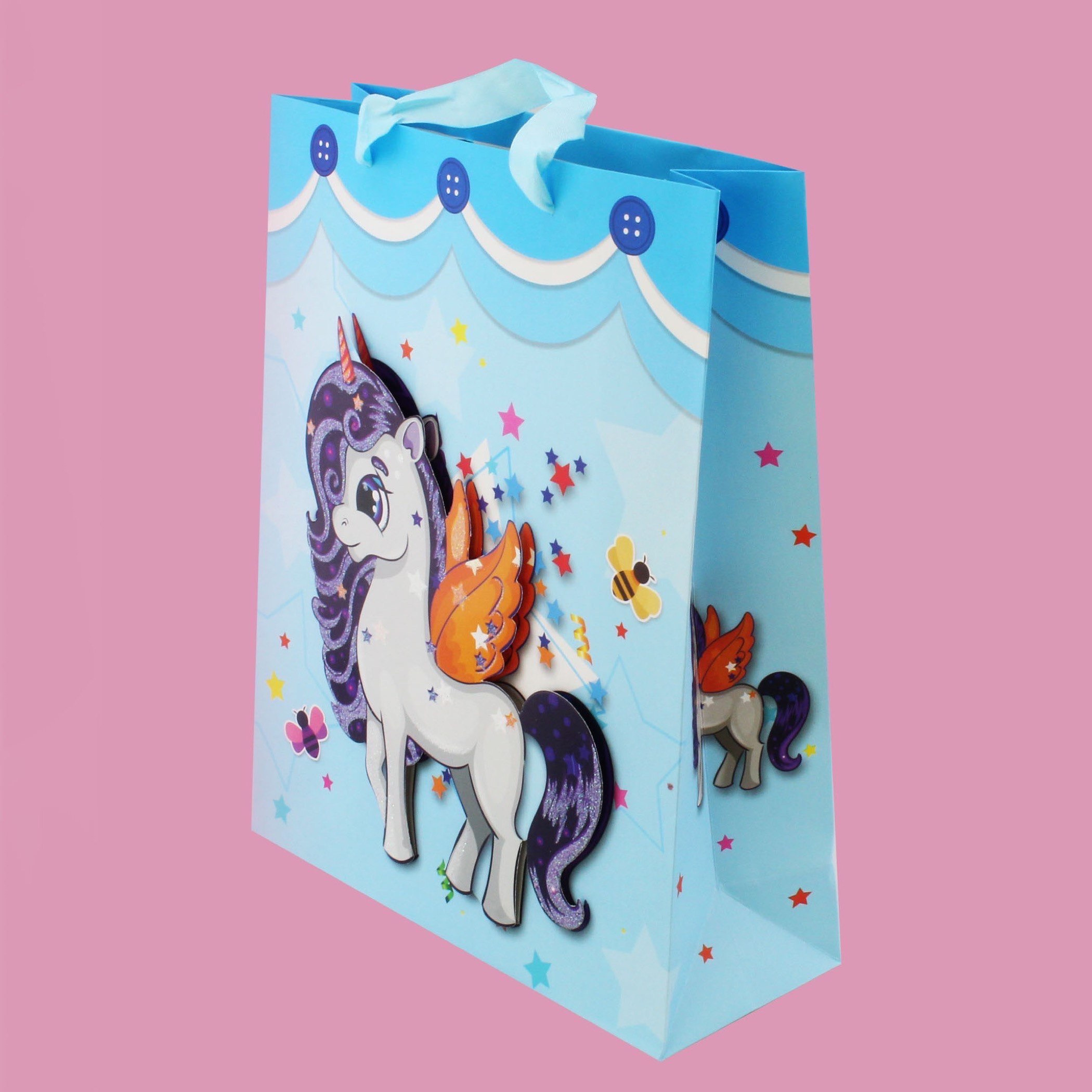 شنطة ورق بطبعات يونيكورن 3 دي من بلاي تايم - 26x10x32 سم-hbxhomeware-hbxkidsandyouth-image-3