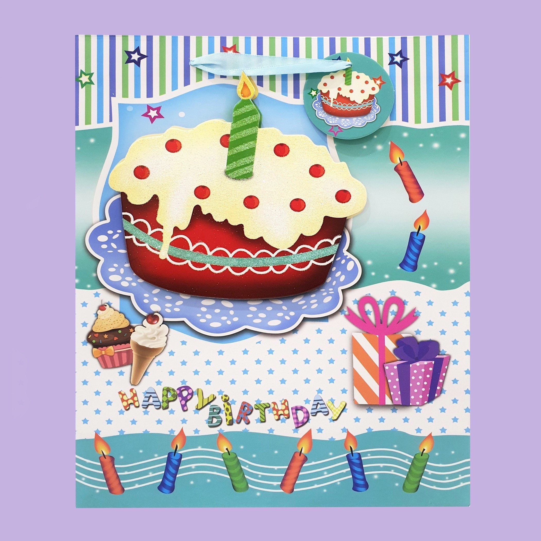 شنطة ورق بطبعات كعك عيد ميلاد 3 دي من بلاي تايم - 26x10x32 سم-hbxhomeware-hbxkidsandyouth-image-2