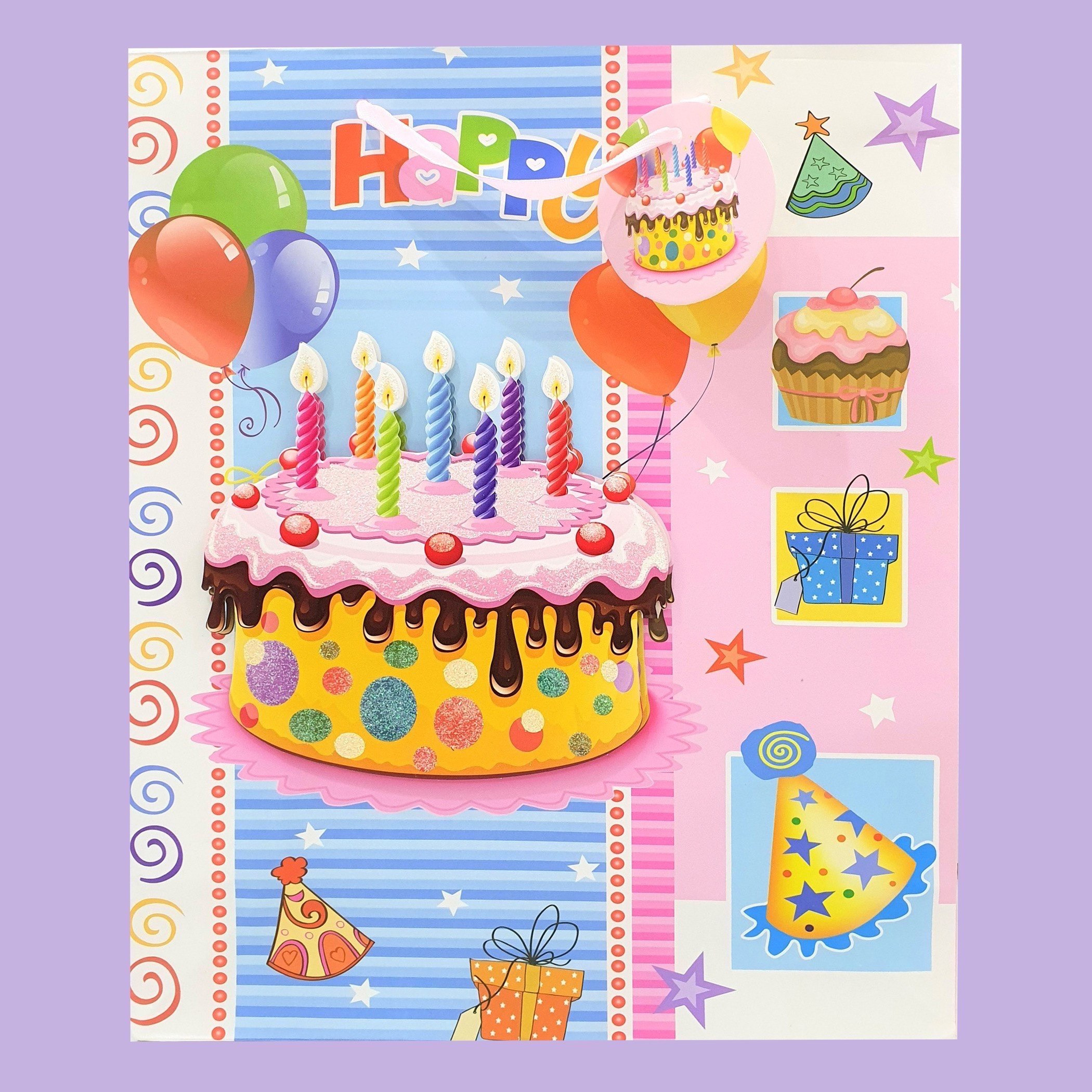 شنطة حفلة بطبعات كعك عيد ميلاد 3 دي من بلاي تايم - 10x26x32 سم-hbxhomeware-hbxkidsandyouth-image-2