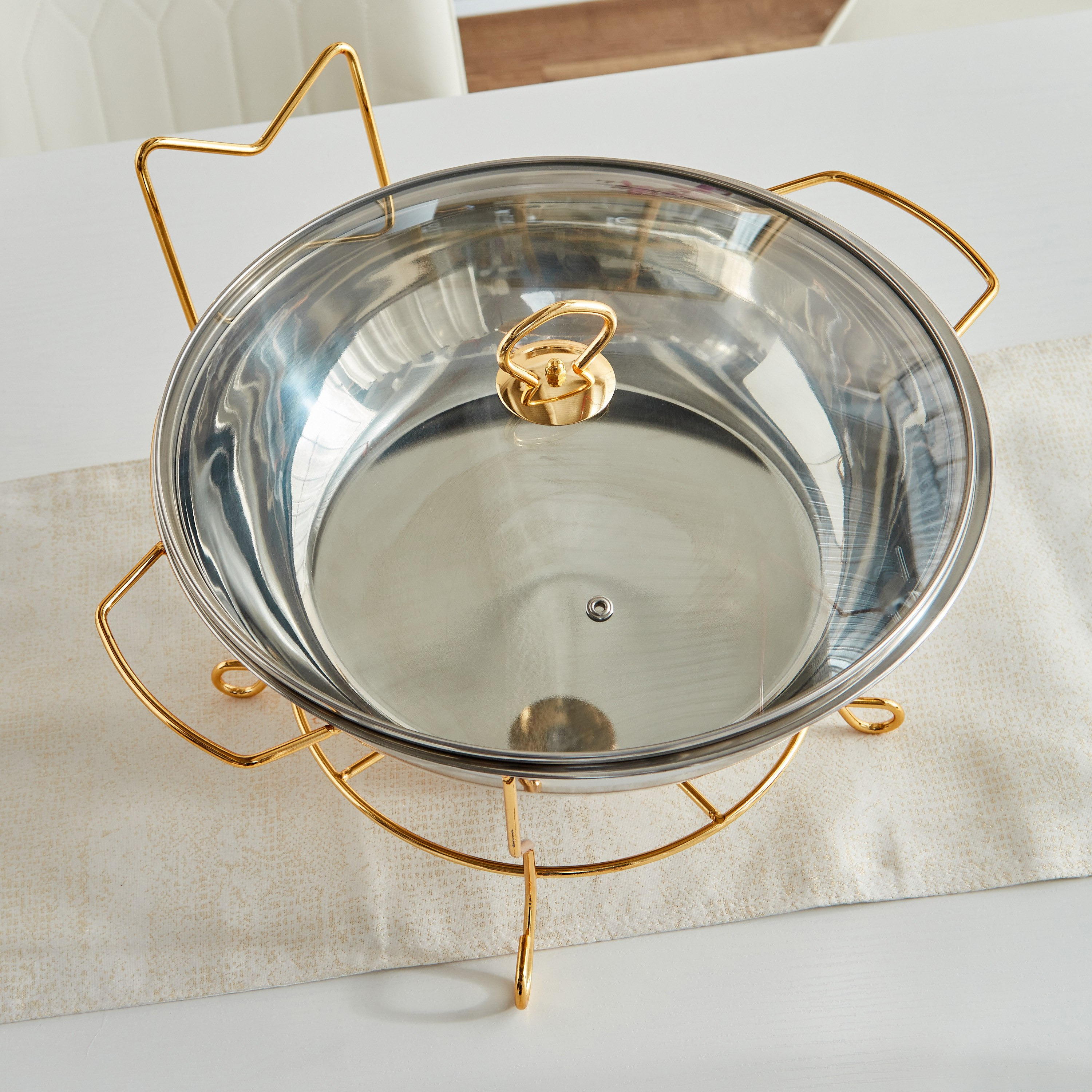 Wellshine Steel Chafing Dish with Lid and Stand - 8 L-hbxdecorandfurnishings-tabletop-serveware-image-3