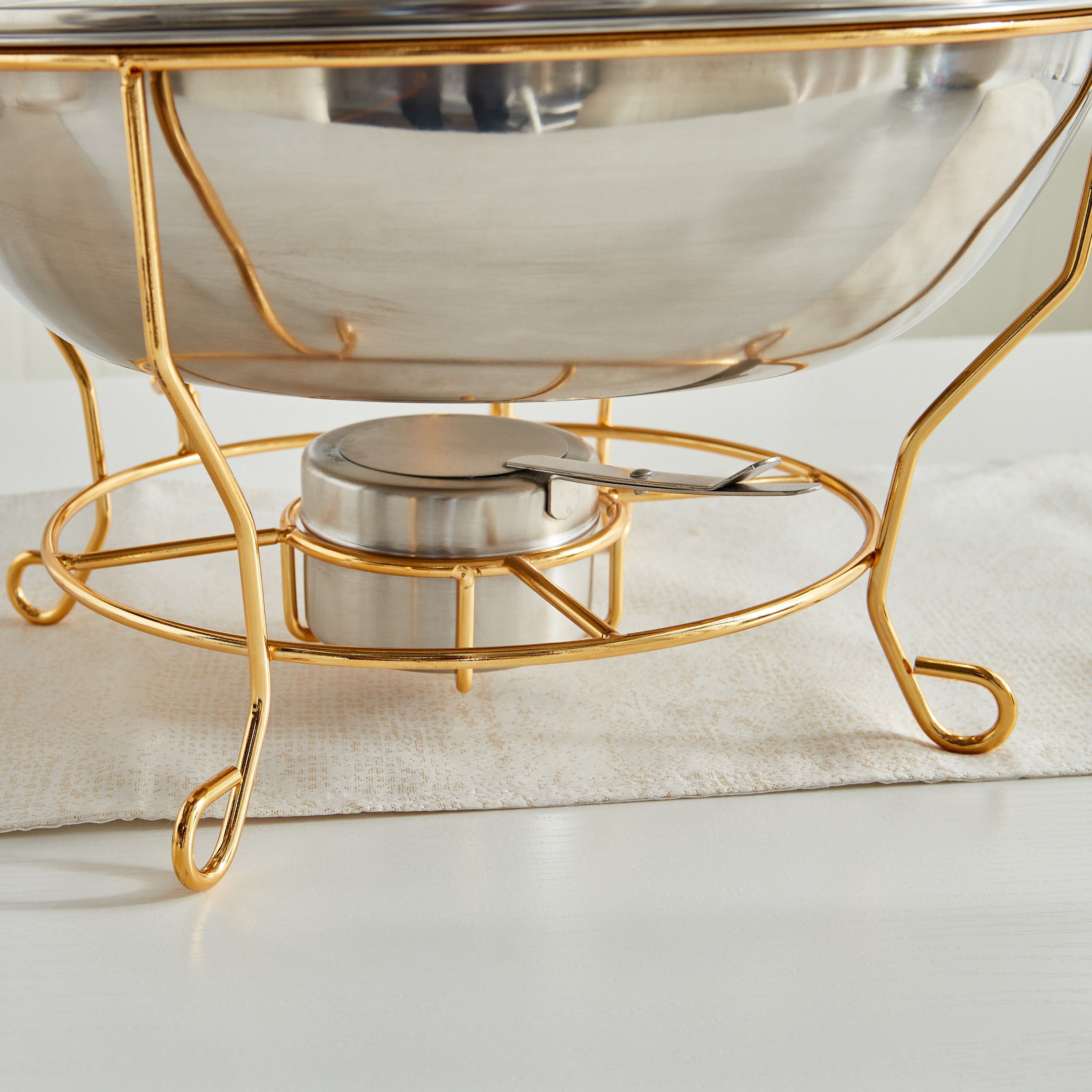 Wellshine Steel Chafing Dish with Lid and Stand - 8 L-hbxdecorandfurnishings-tabletop-serveware-image-6