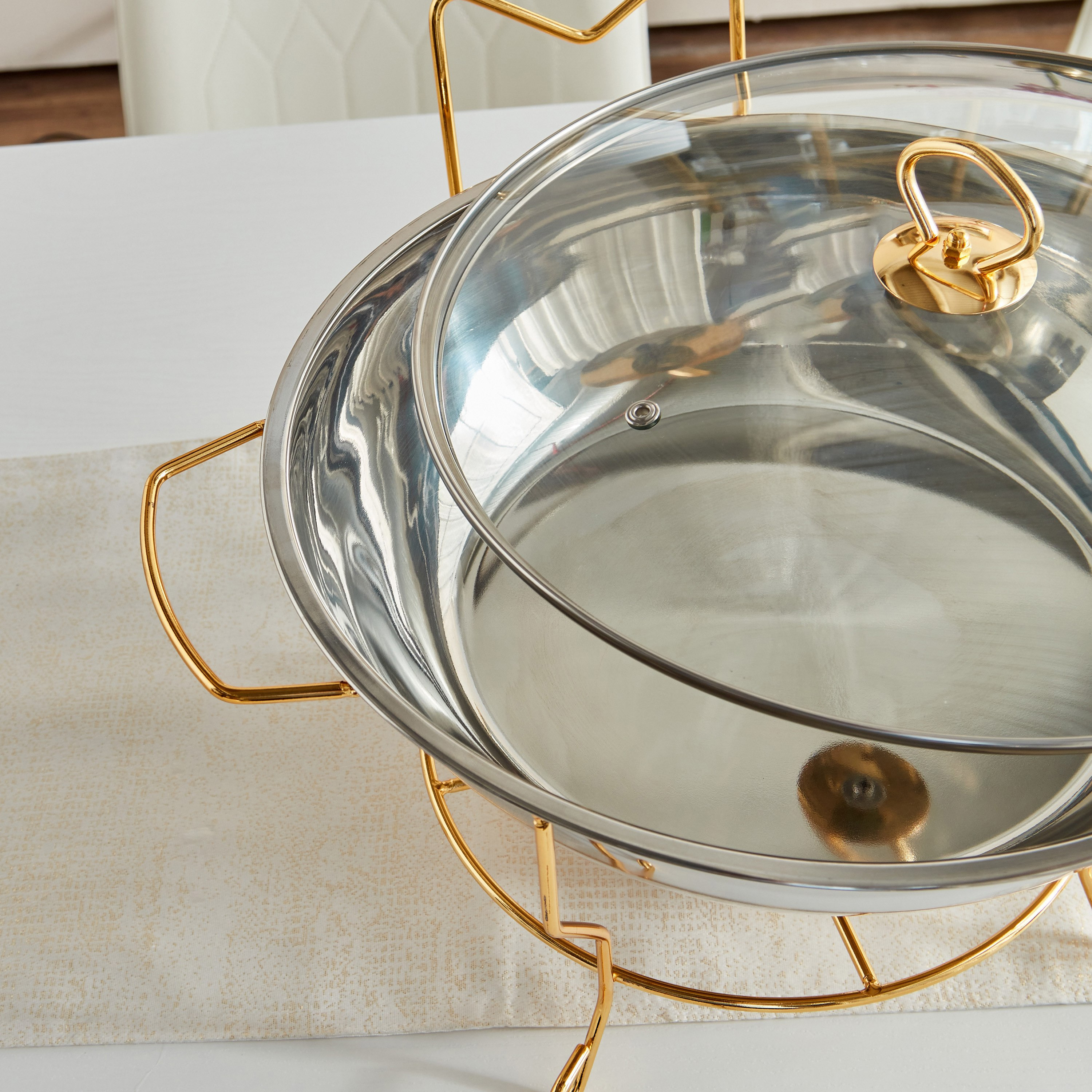 Wellshine Steel Chafing Dish with Lid and Stand - 8 L-hbxdecorandfurnishings-tabletop-serveware-image-7