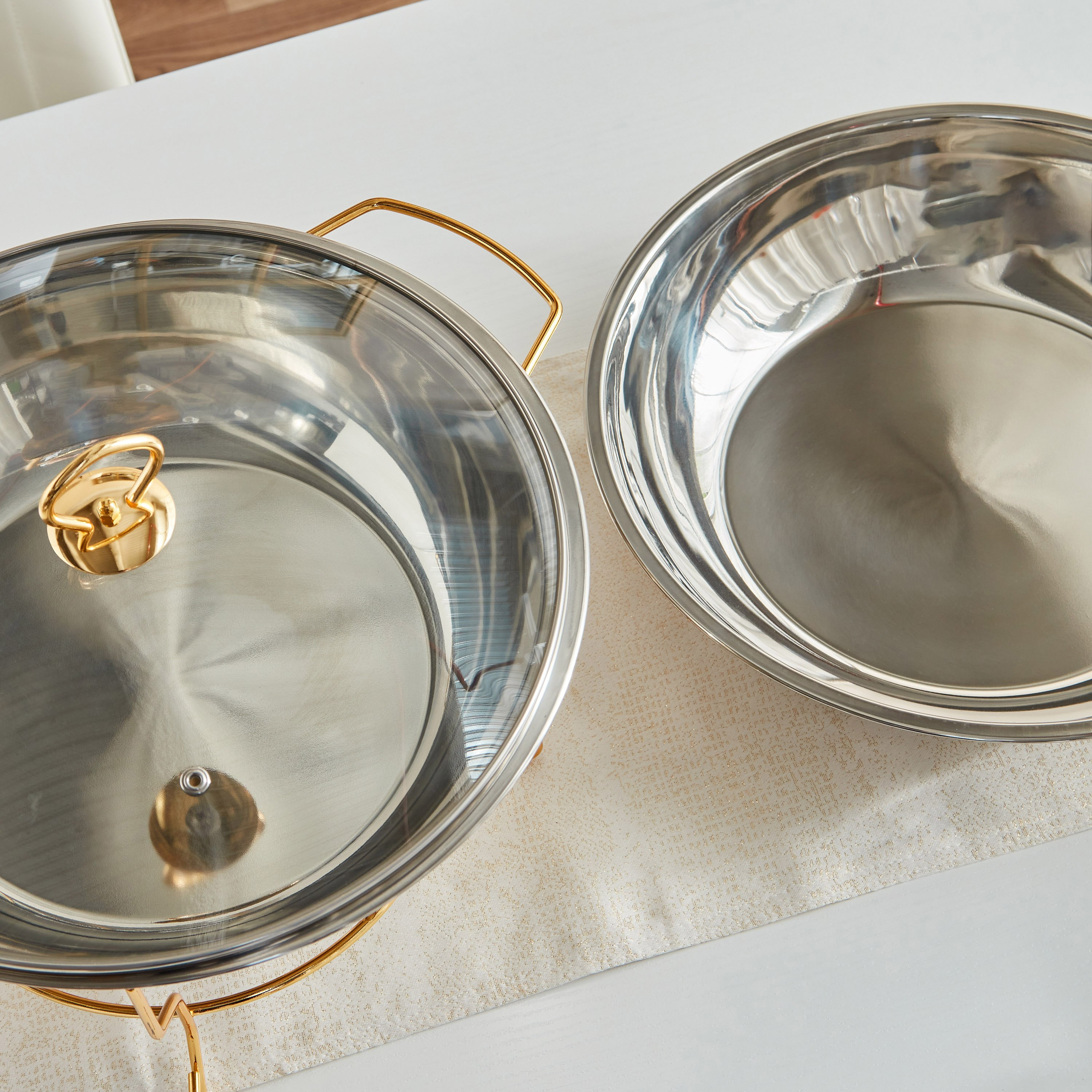 Wellshine Steel Chafing Dish with Lid and Stand - 8 L-hbxdecorandfurnishings-tabletop-serveware-image-8