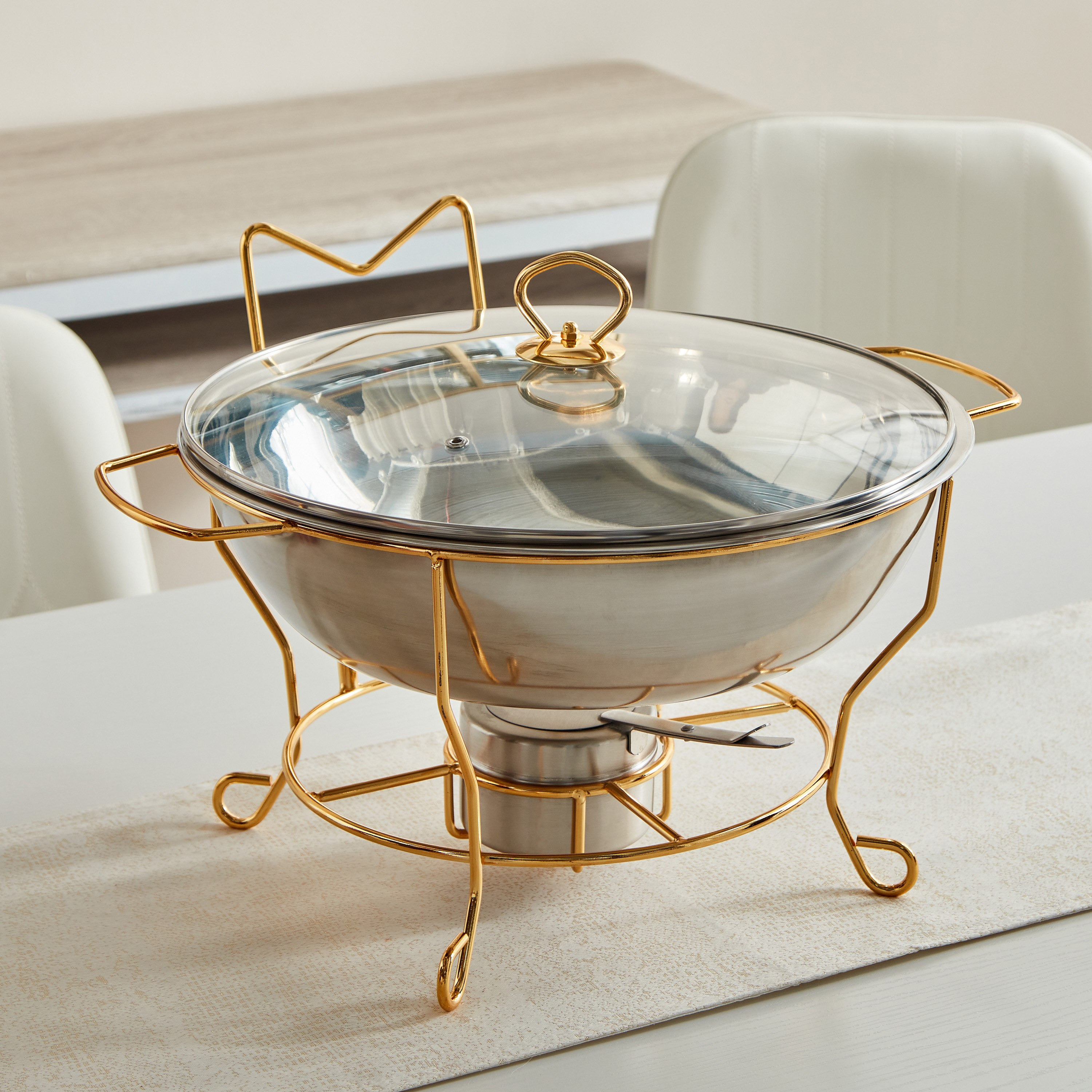 Wellshine Steel Chafing Dish with Lid - 6 L-hbxdecorandfurnishings-tabletop-serveware-image-2
